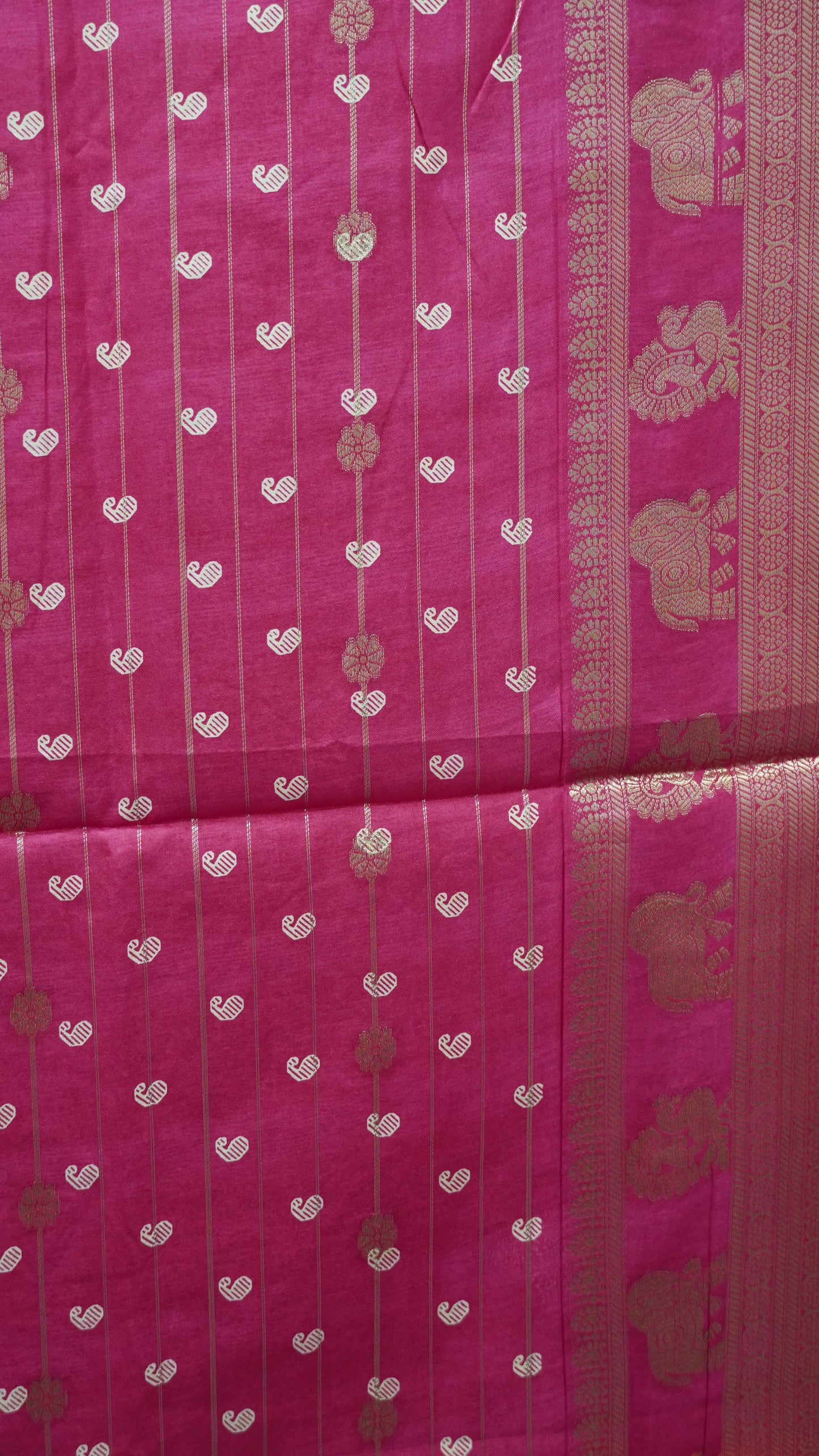 Semi Dola Silk Saree-Zari Lines-Pink