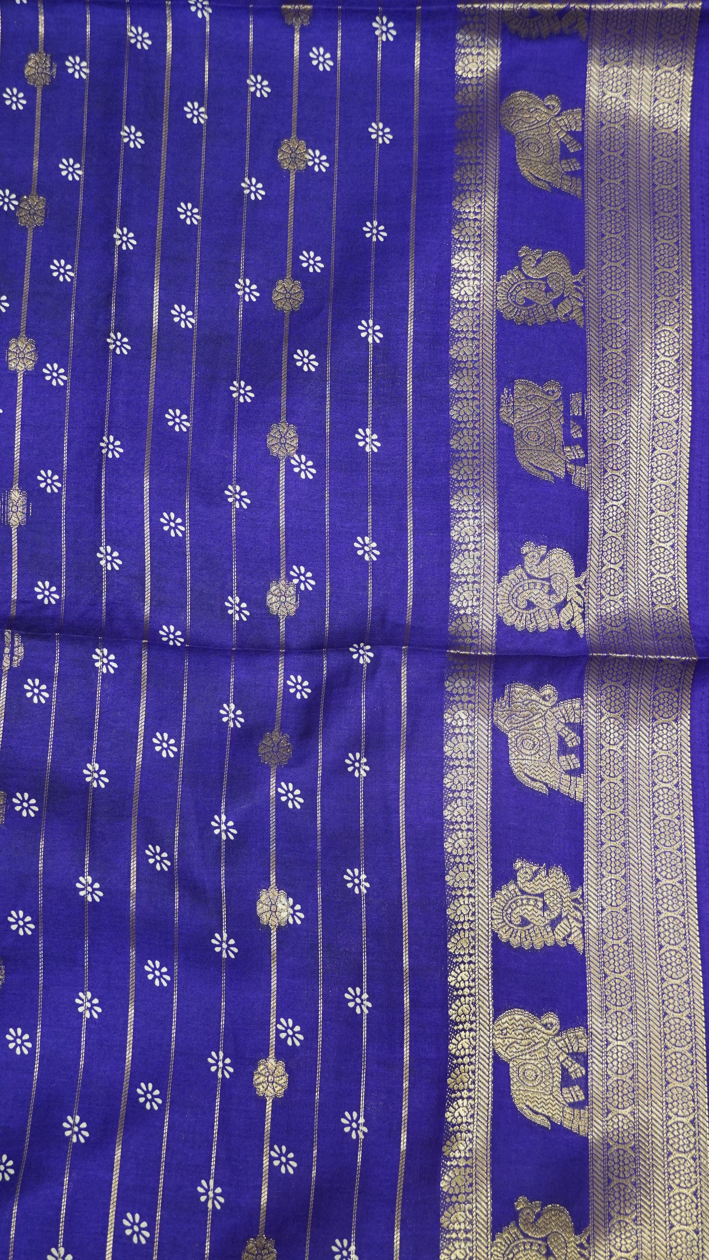 Semi Dola Silk Saree- Lotus Zari Lines-Purple