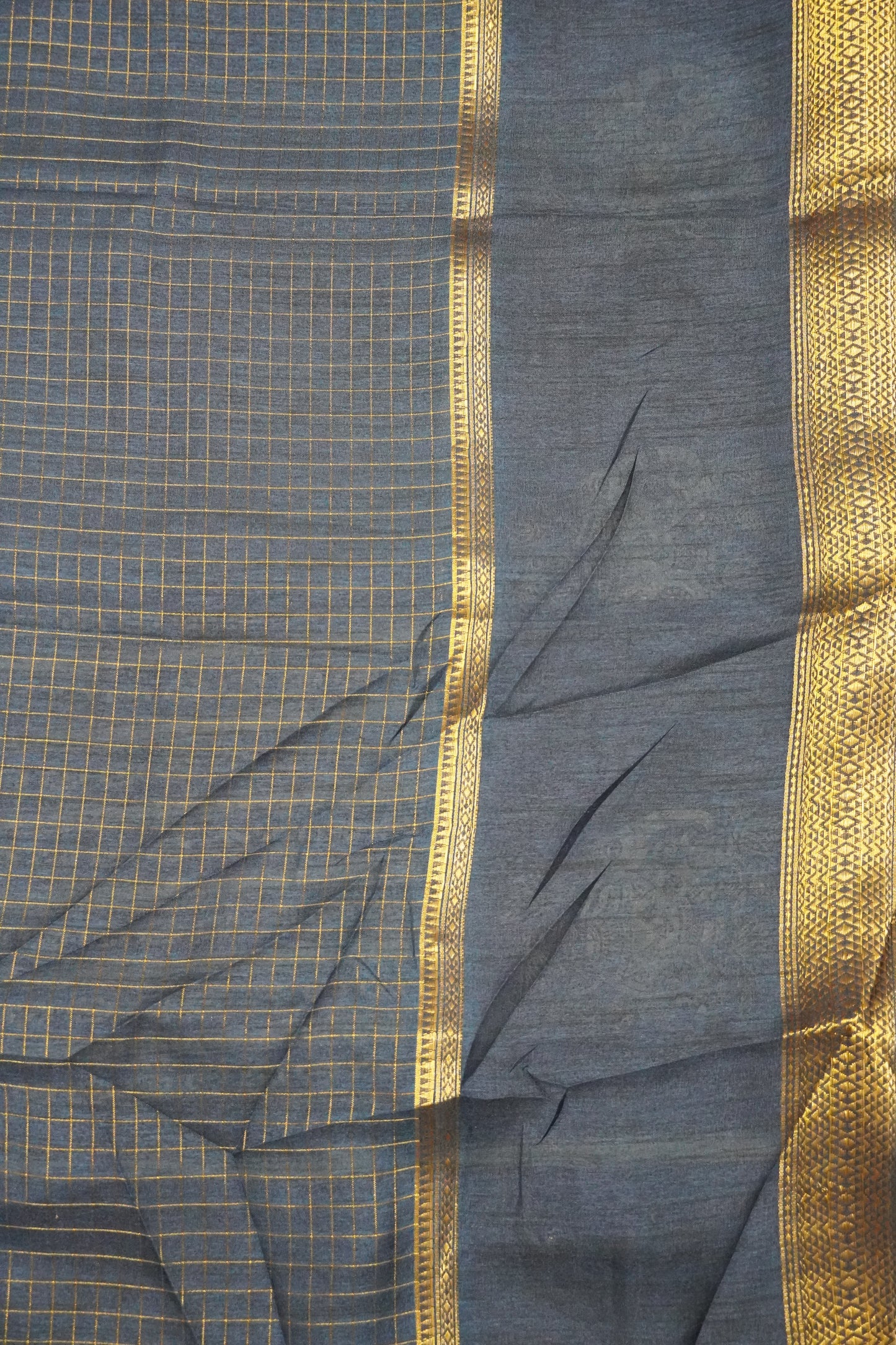 Semi Chiffon Saree - Elephant Peacock Blue