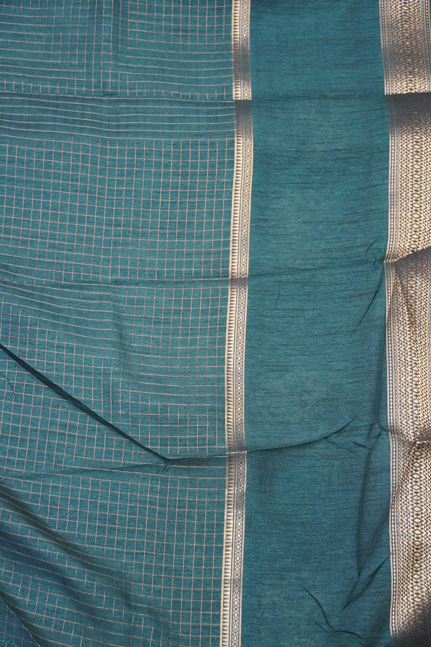 Semi Chiffon Saree - Elephant Bottle Green