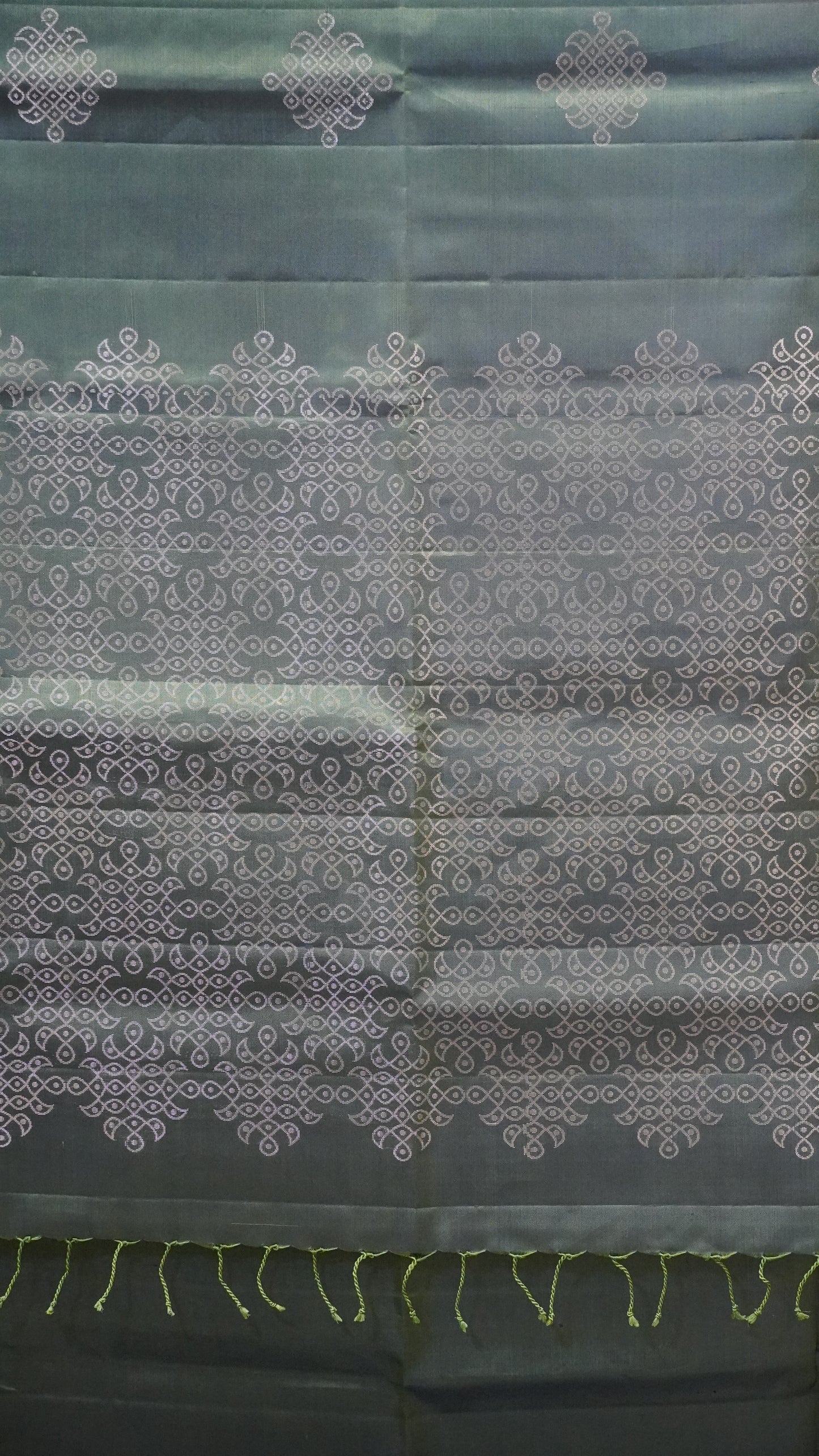 Pure Soft Silk Saree Kolam Print Mehandi Green