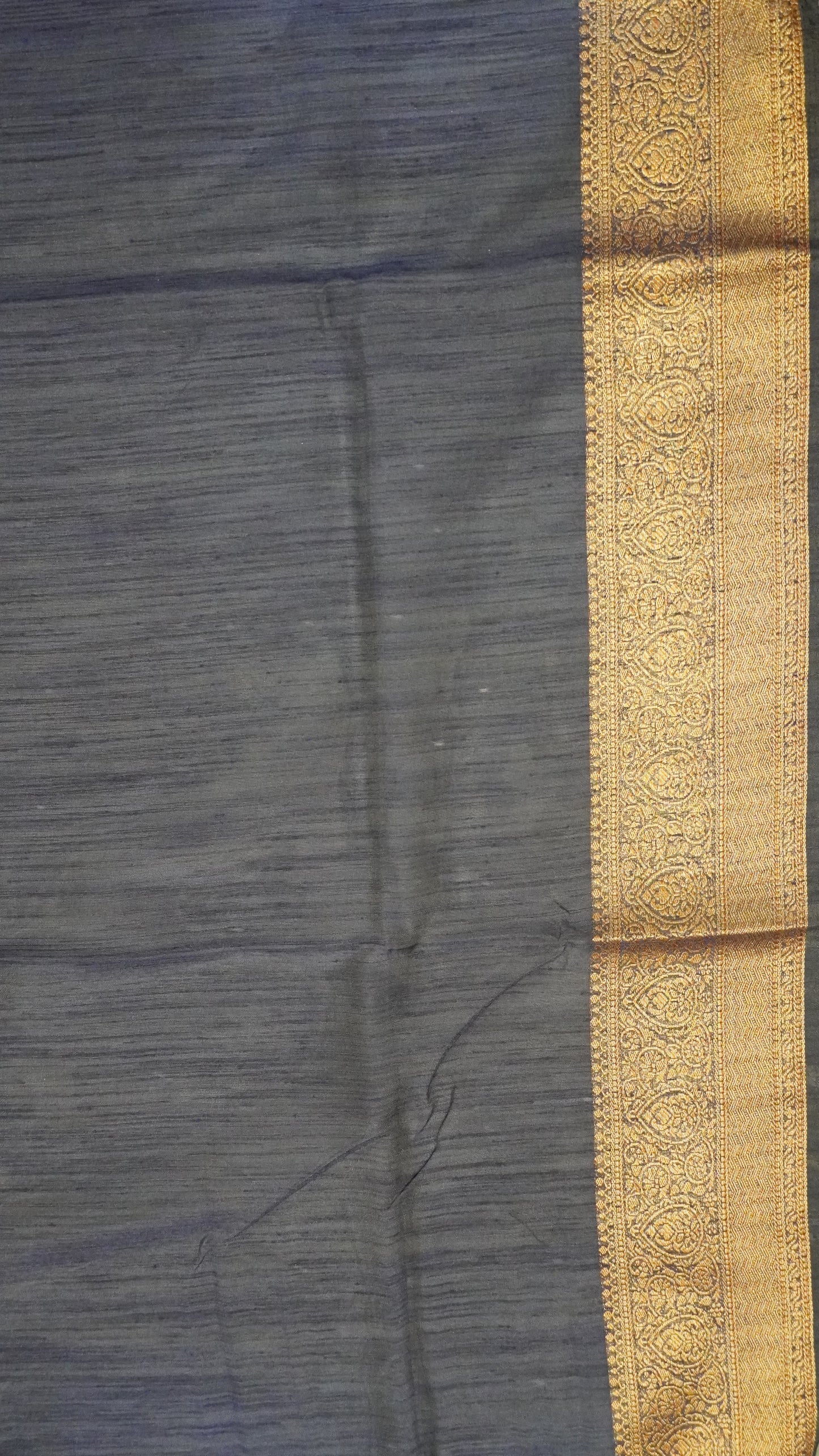 Bamboo Silk Saree-Peacock Green With Navy Blue