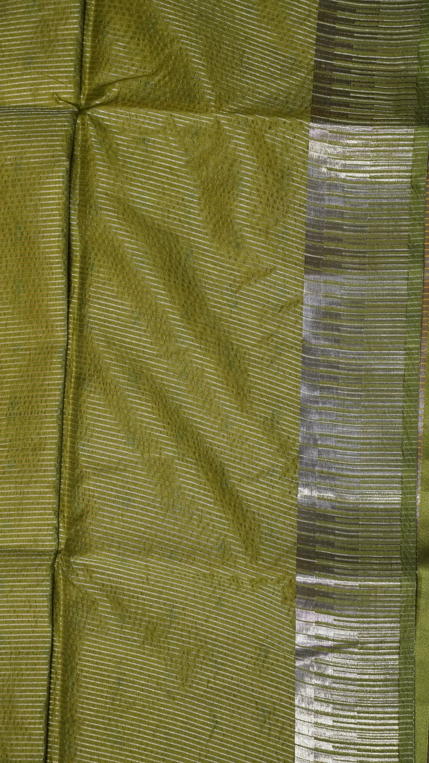 Semi Raw Silk Tower Border Yellow to Green