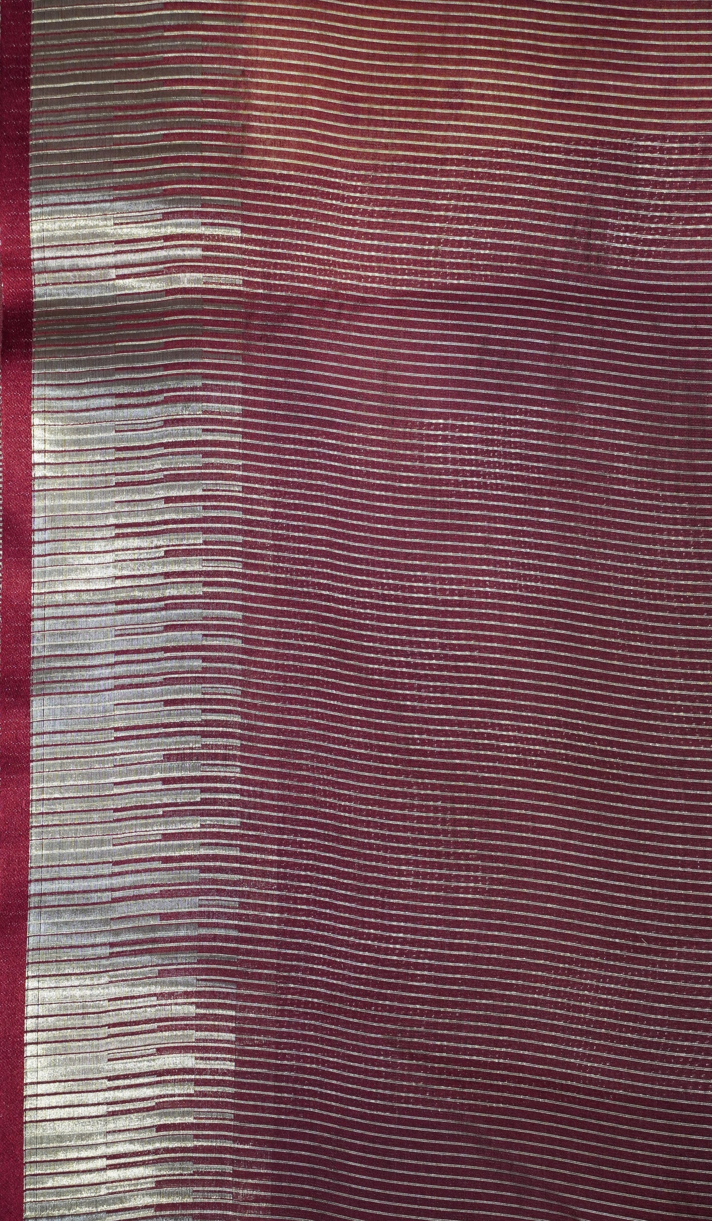 Semi Raw Silk Tower Border Peacock Sandal to Marron