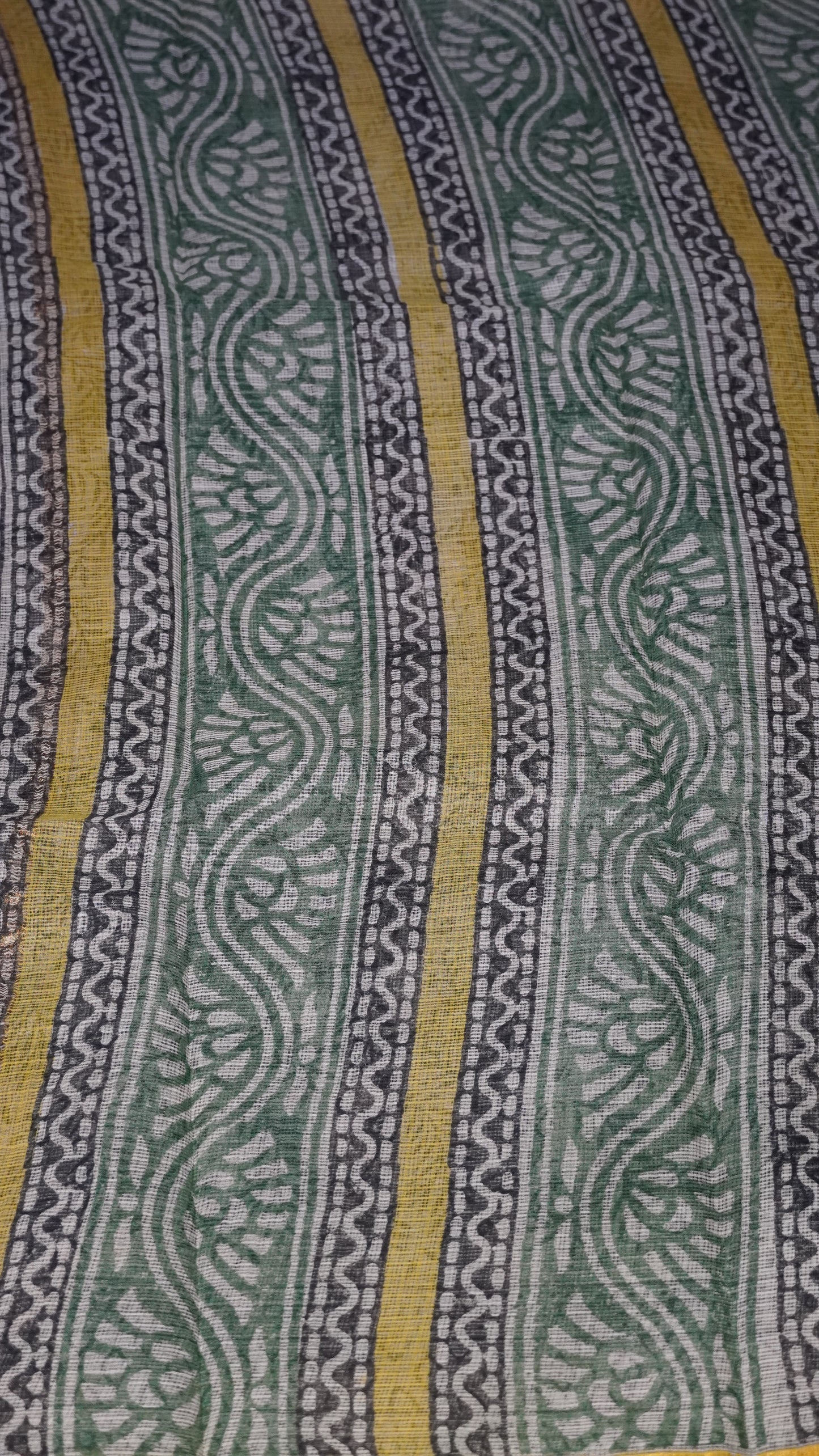 Kota Doria Cotton Saree Black Mango Prints