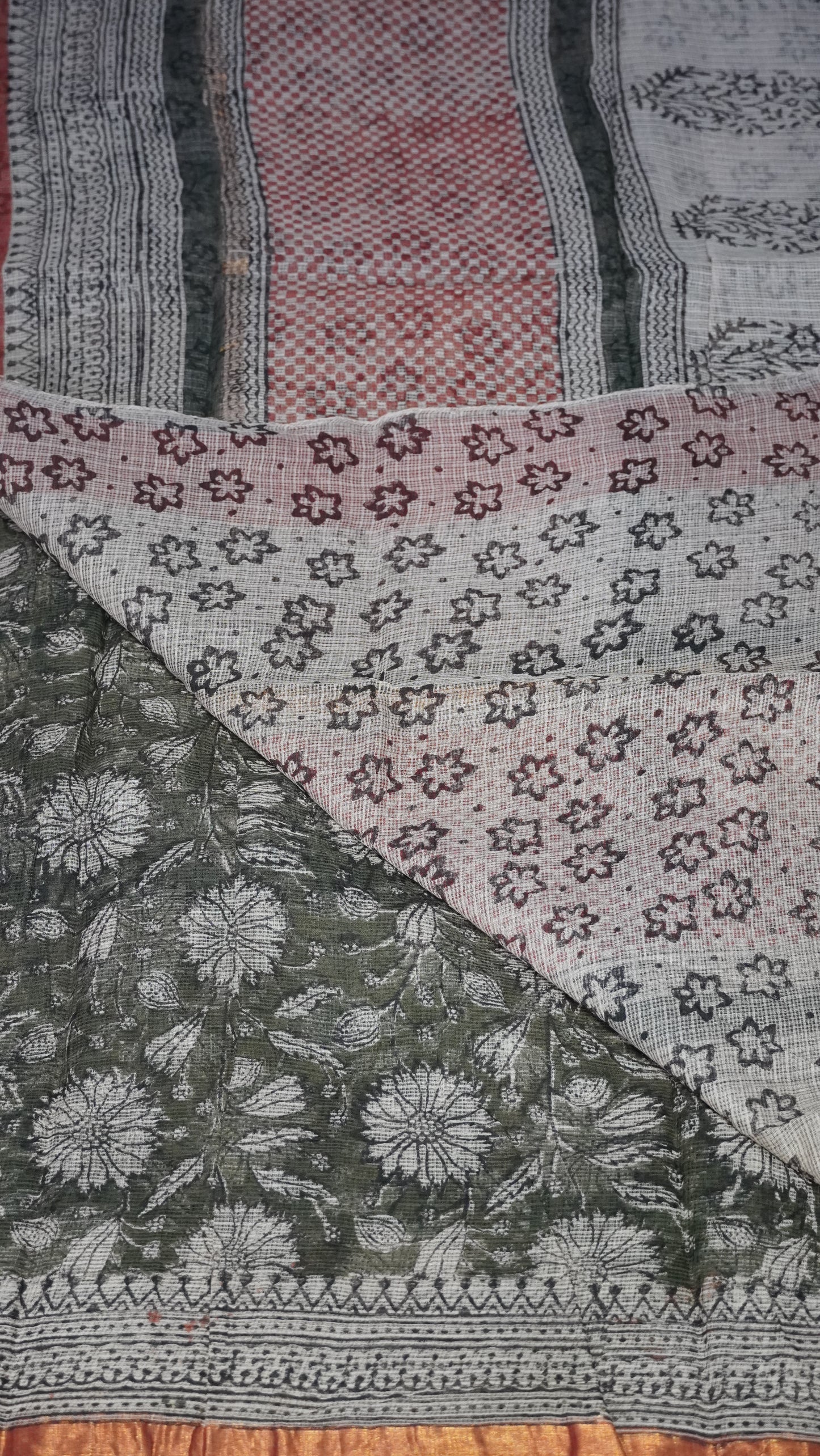 Kota Doria Cotton Saree Floral Print