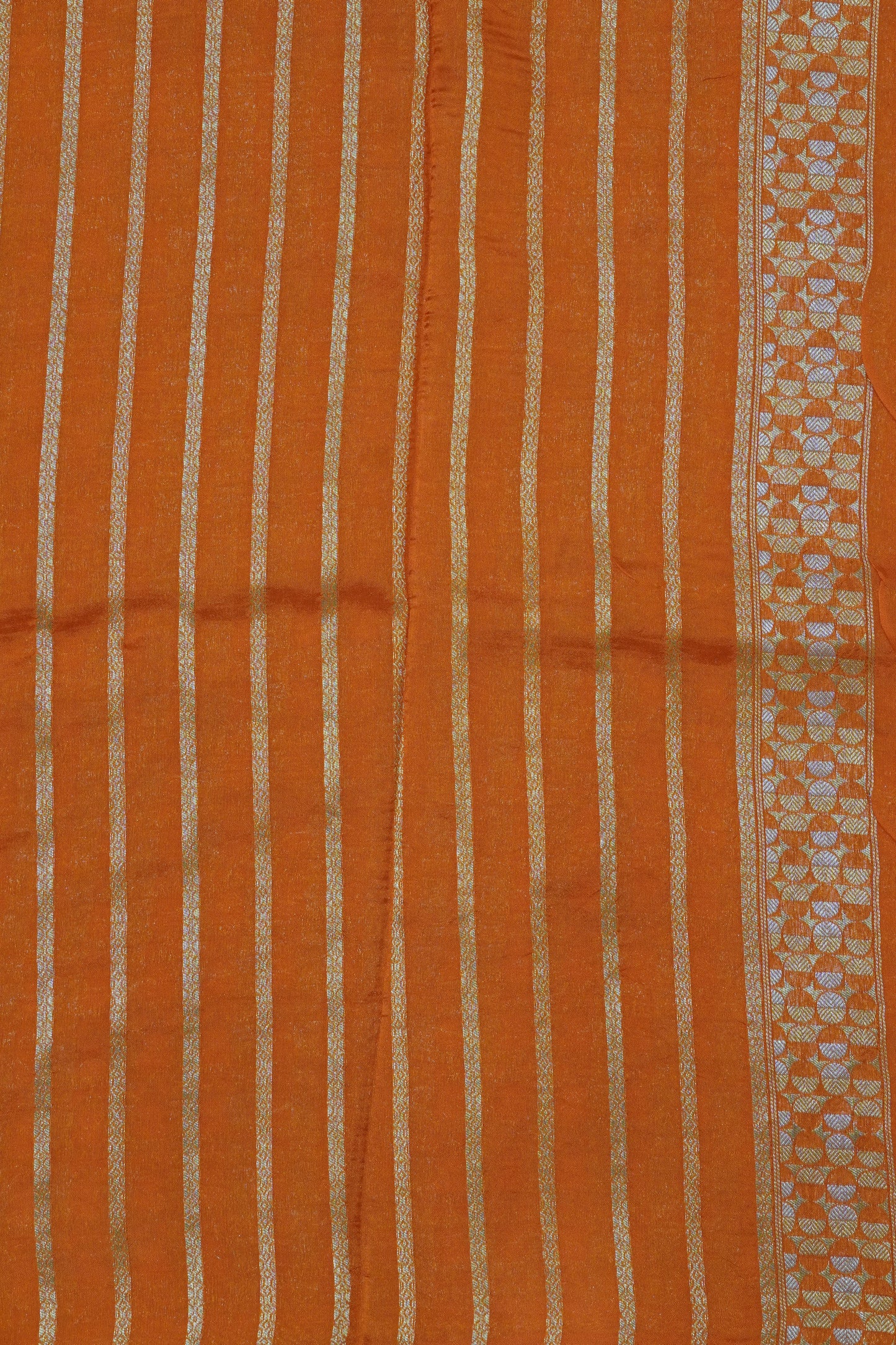 Banarasi Satin Saree - Zari Dots Orange