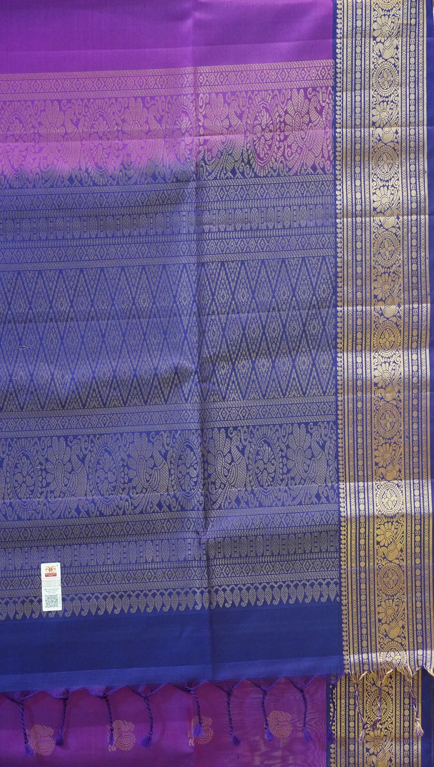 Pure Soft Silk Saree Purple to Violet Long Border