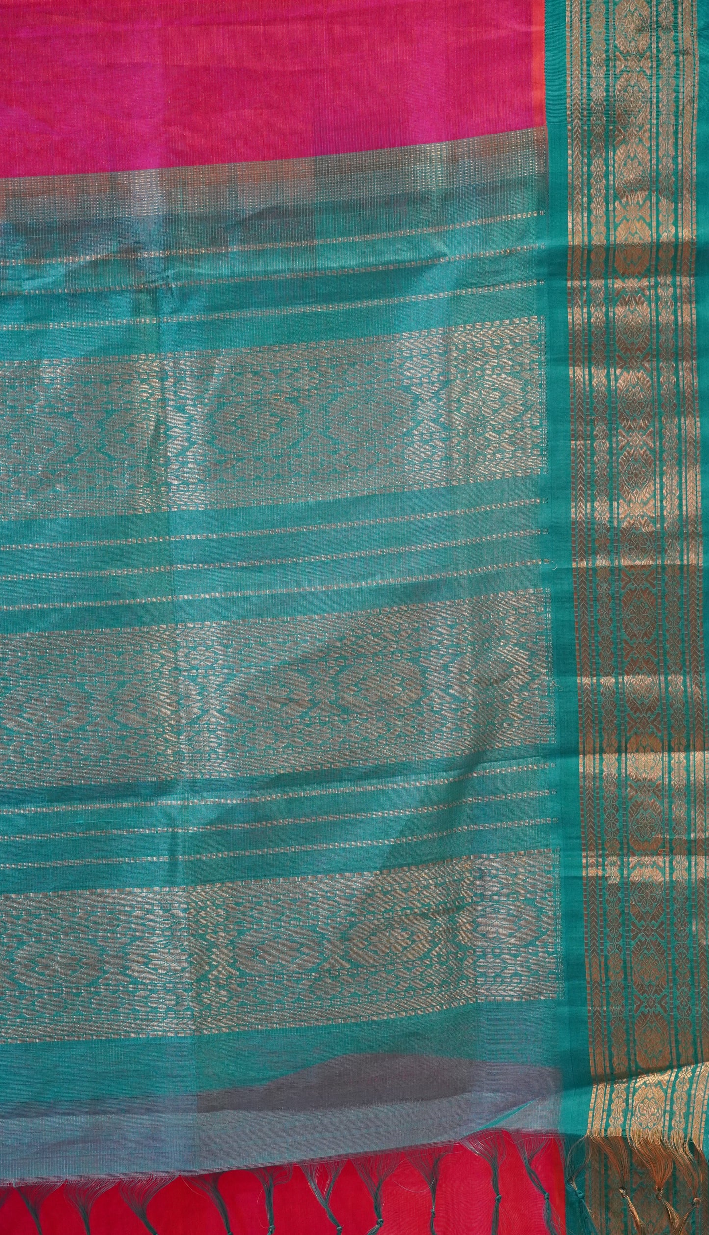 Silk Cotton Saree Rani Pink