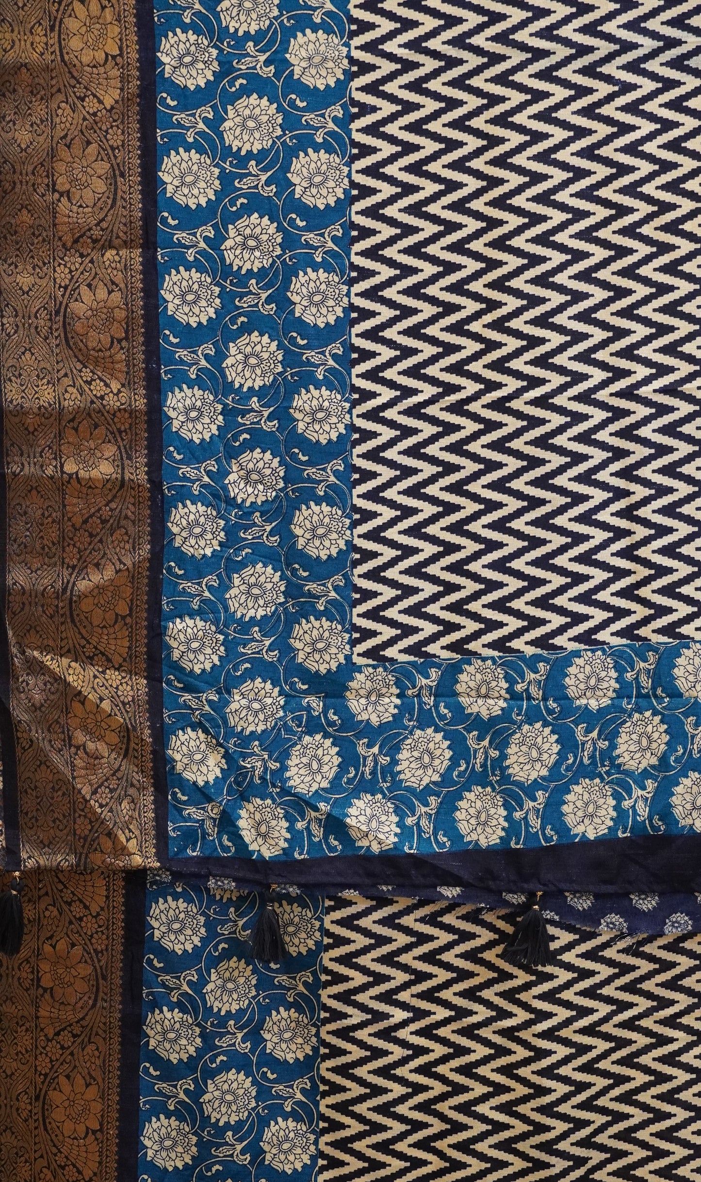 Jute Shiffon Saree Navy Blue