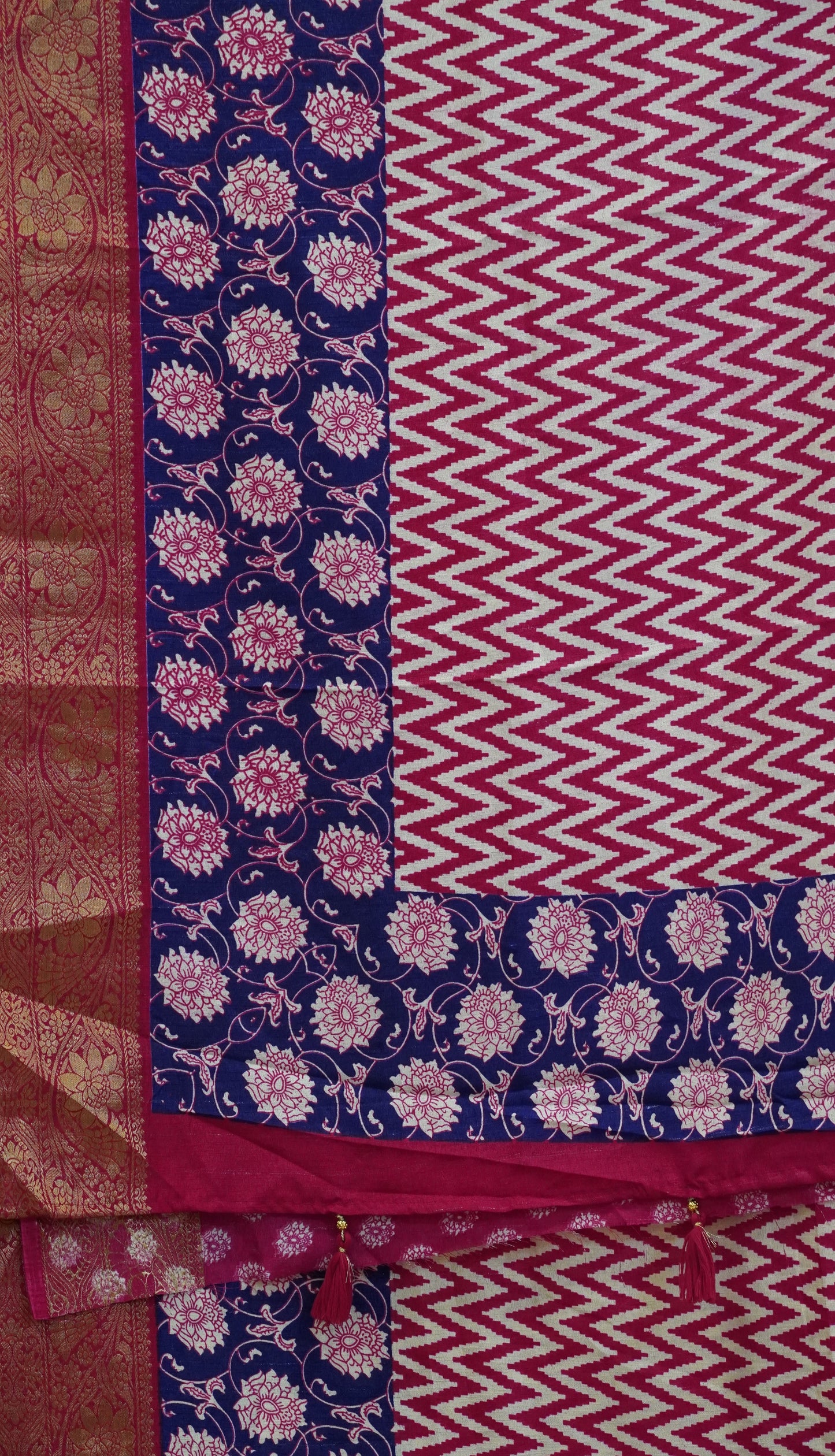 Jute Shiffon Saree Pink to Violet