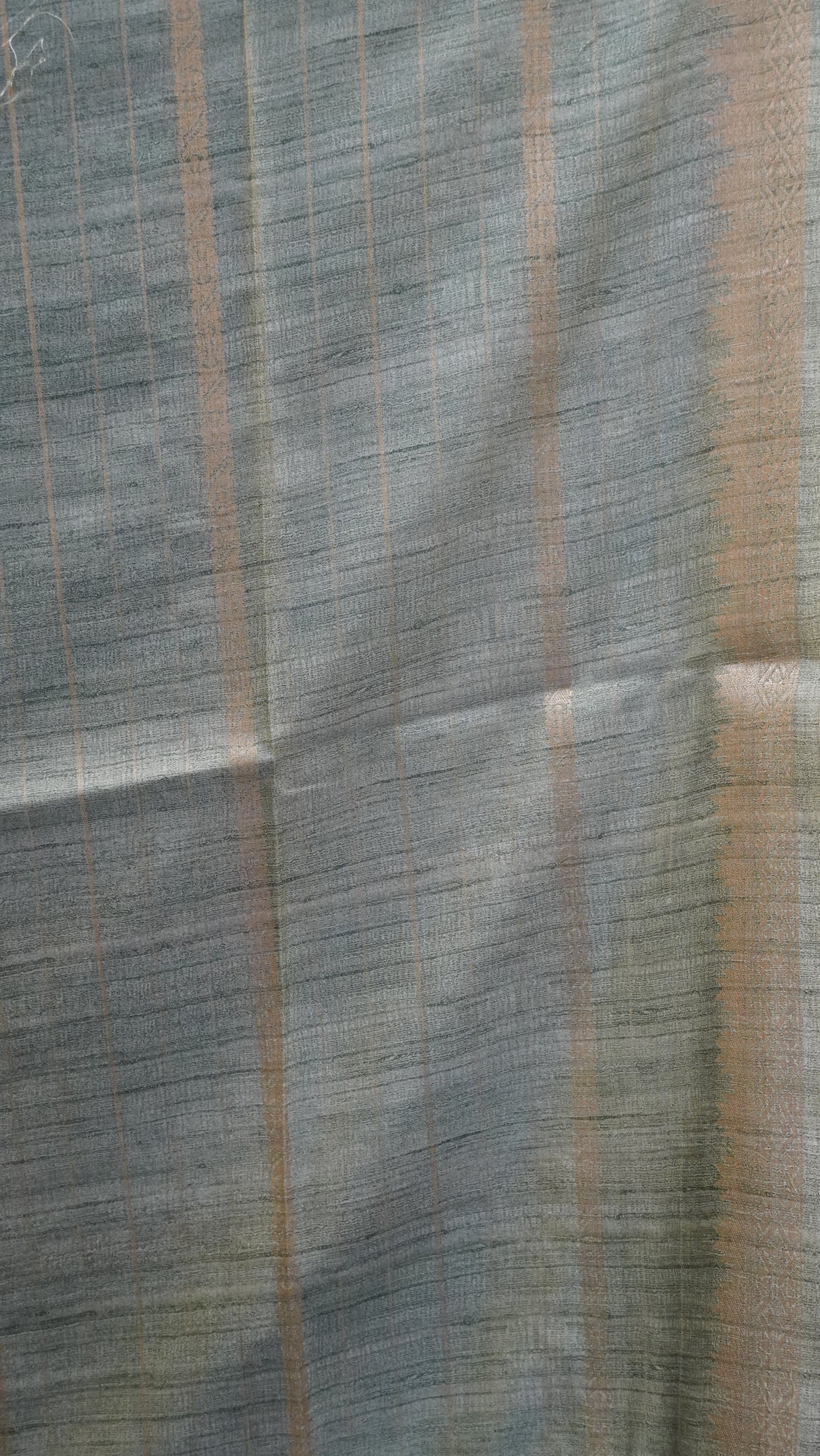 Semi Tussar Saree Floral -Sky Blue Floral Maharaja Pattern