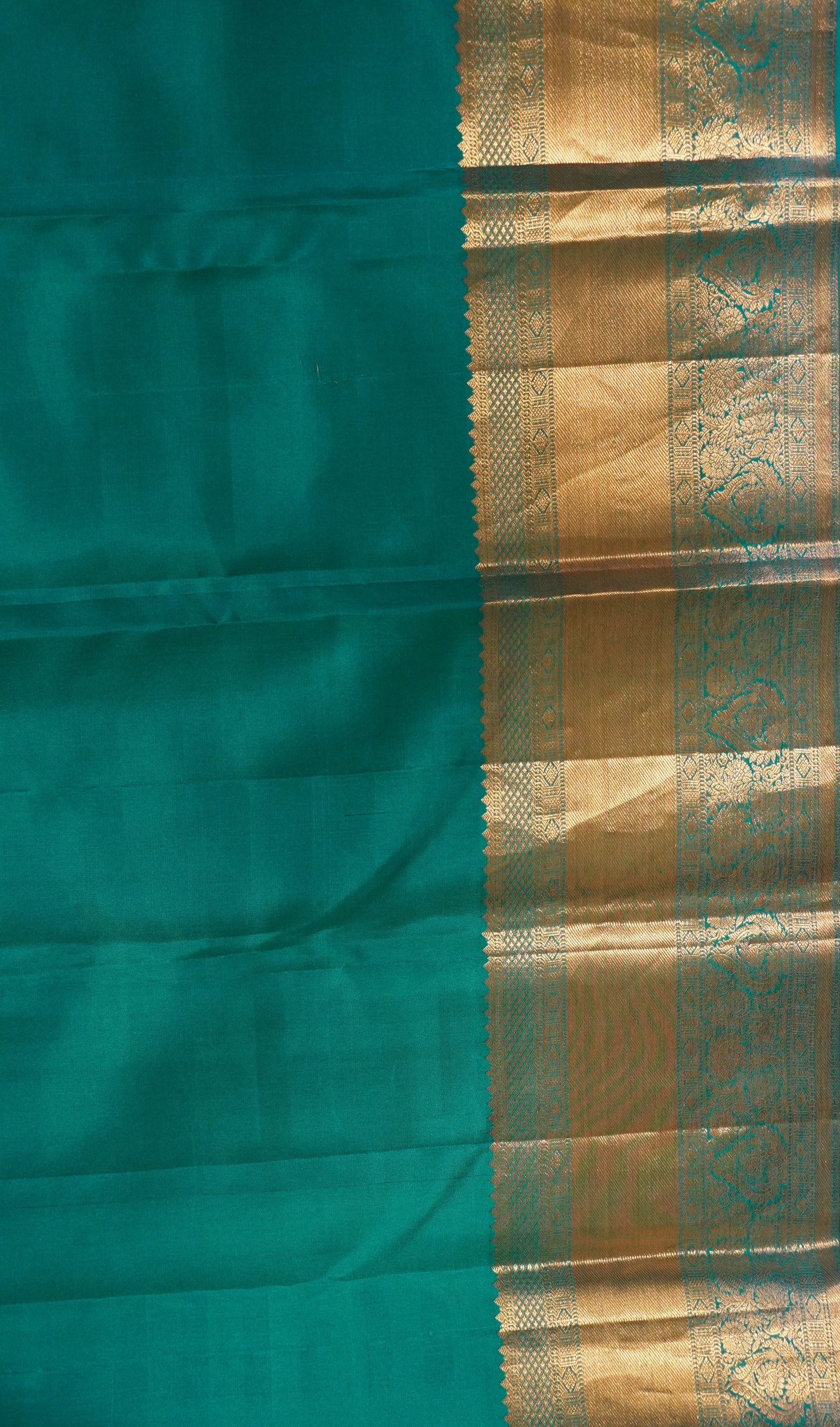Pure Kanjivaram Silk Saree -Teal Blue Brocade Silk