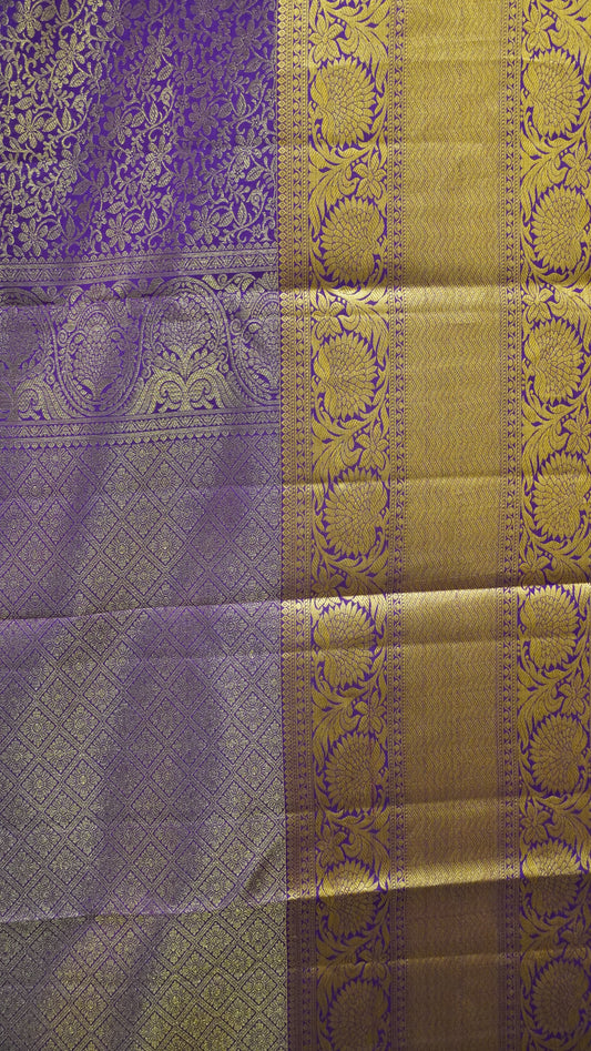 Pure Kanjivaram Silk Saree -Purple Brocade Silk