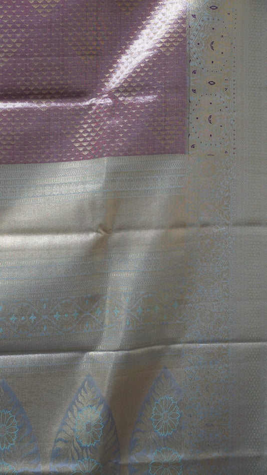 Bridal Tissue Saree-Onion Pink With Full Gold