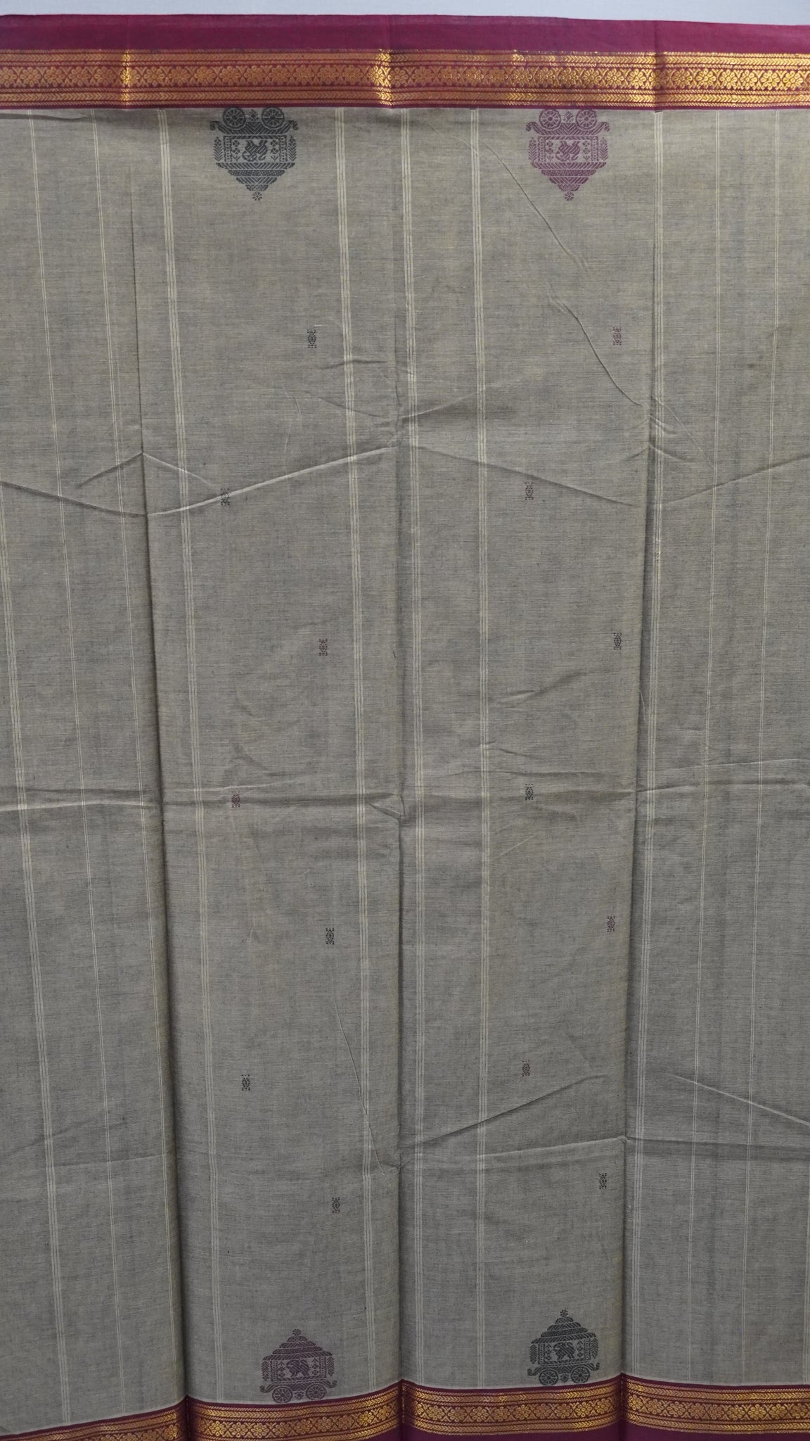 Chettinad Cotton Saree–Mud Brown with Ther Border