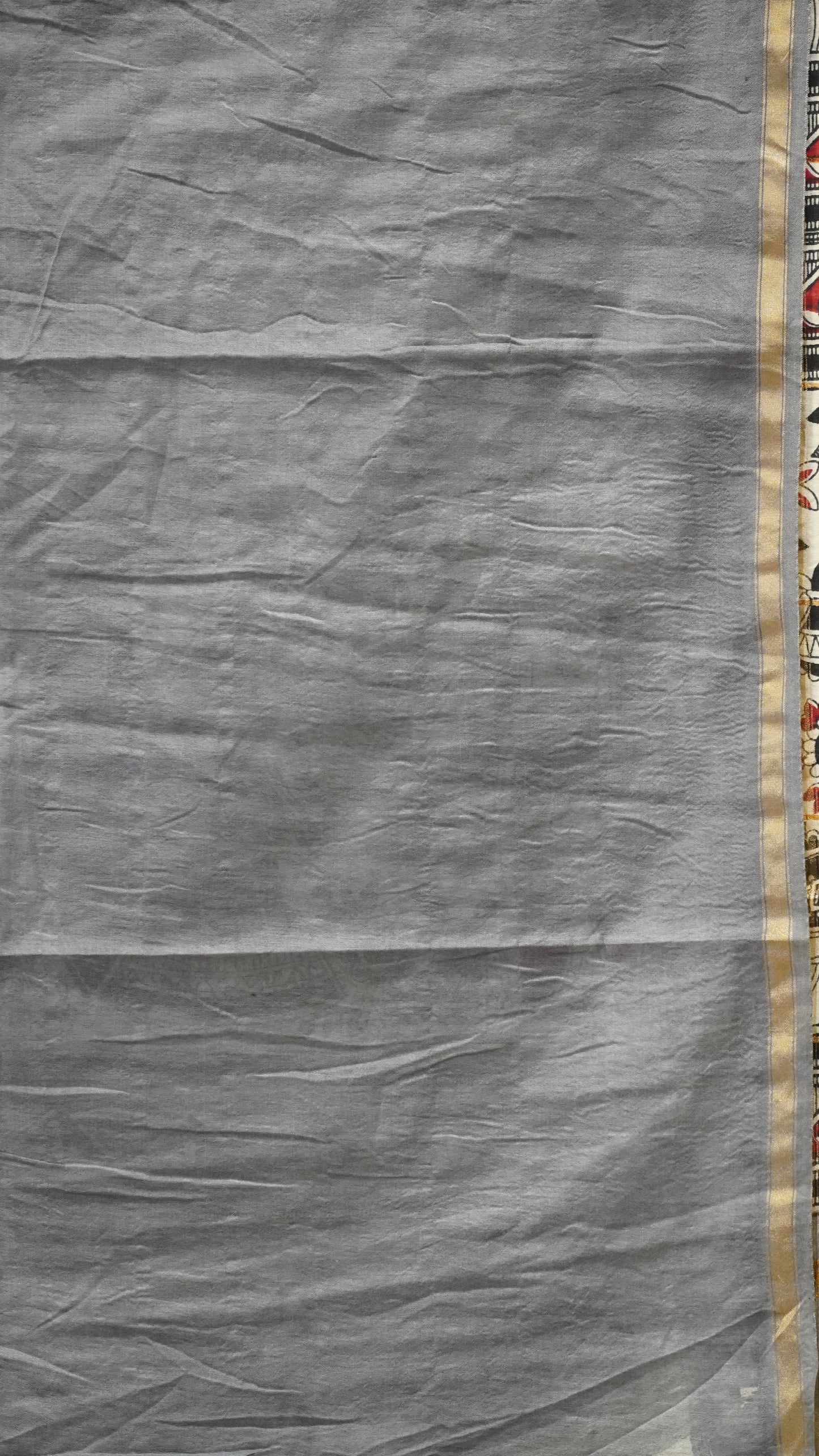 Semi Linen Lavender Saree With Madhubani Print Grey