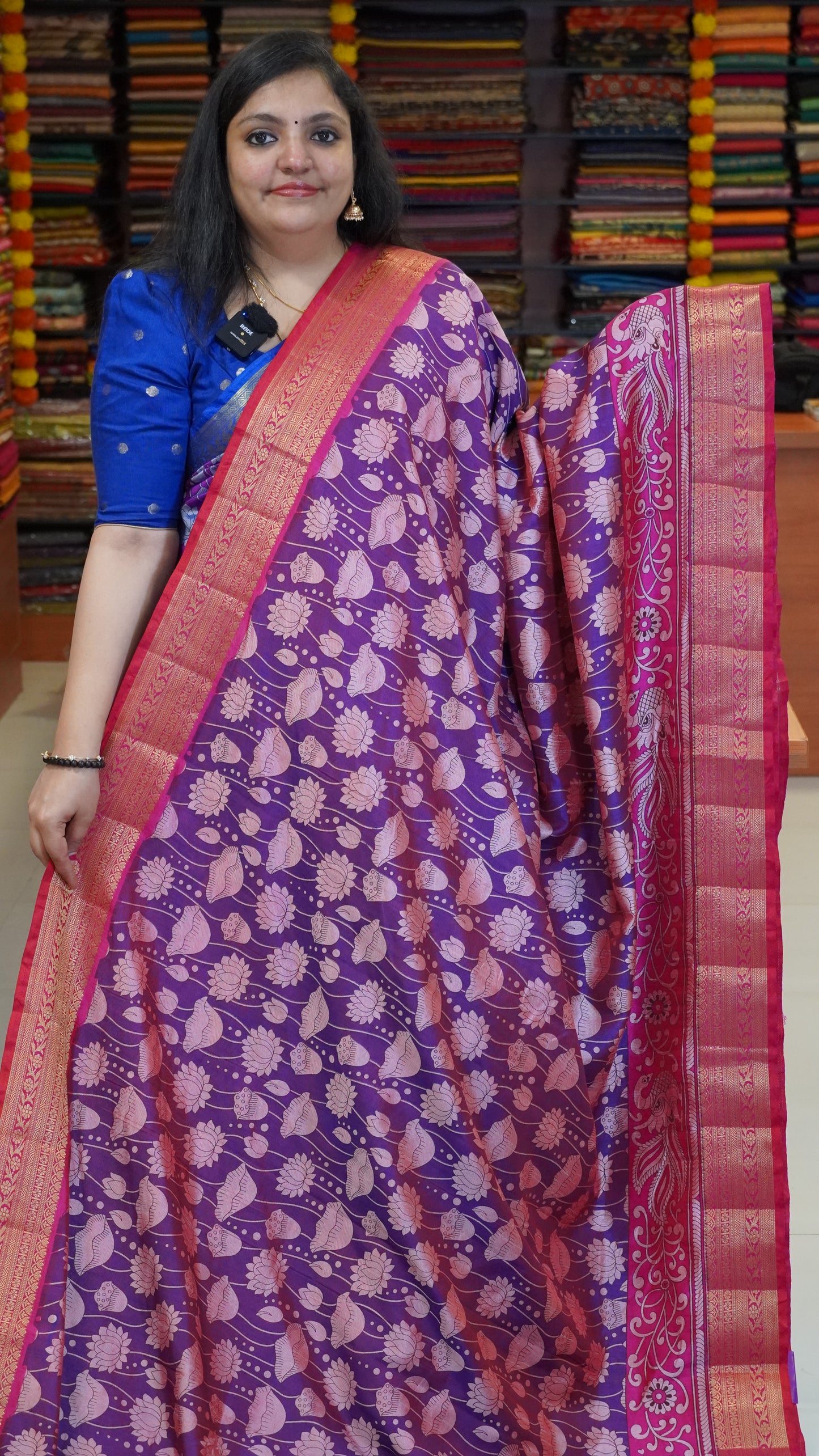 Semi Pattola Saree Kolam Floral Wine Shade