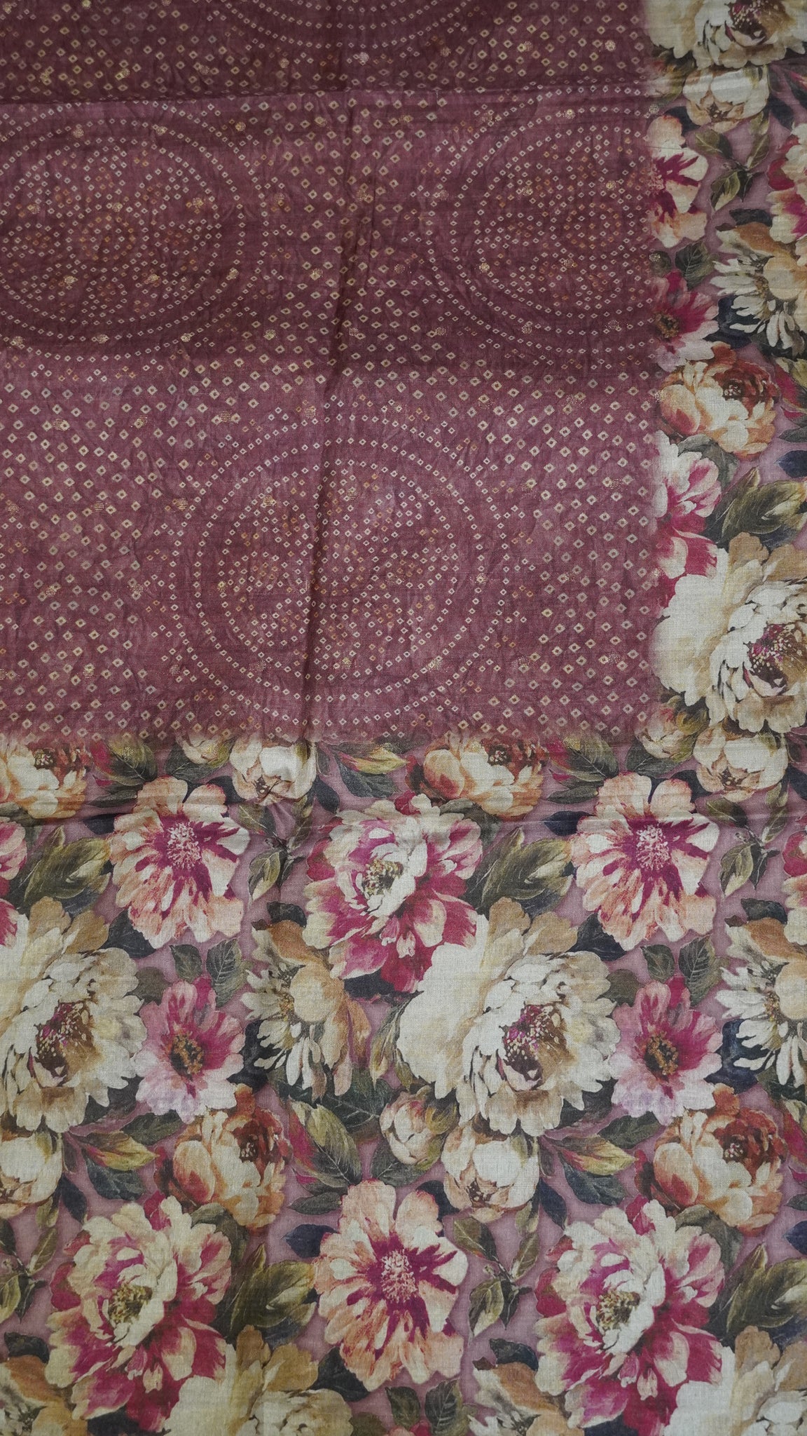 Tussar Saree - Bandini Muted Maroon