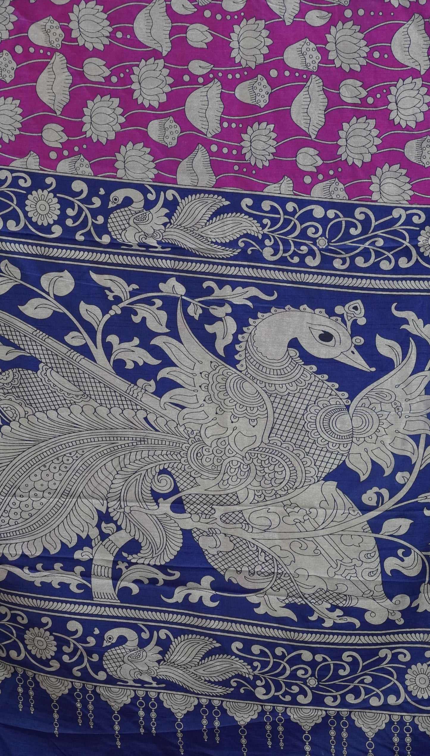 Semi Pattola Saree Kolam Floral Wine Shade