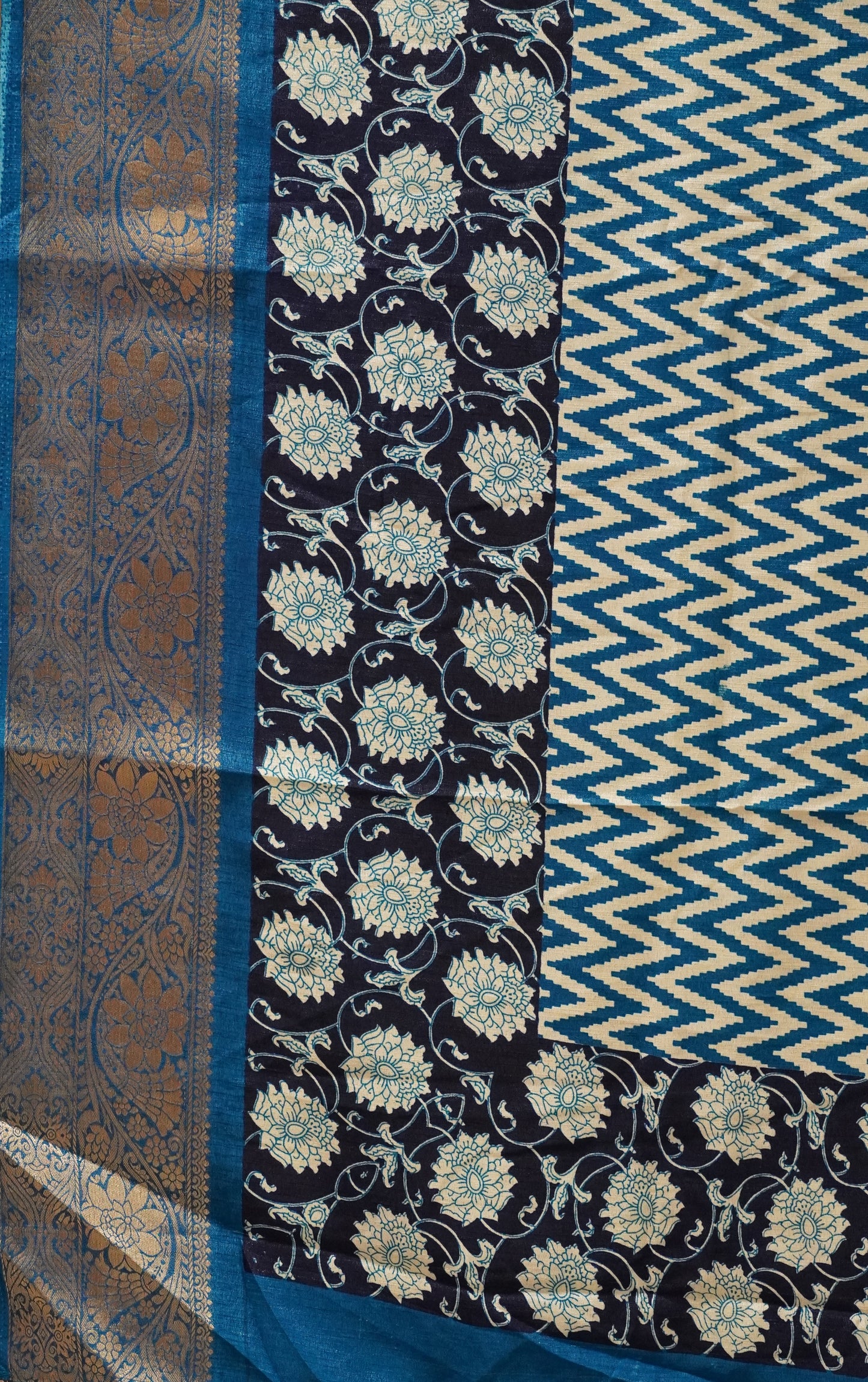 Jute Shiffon Saree Blue