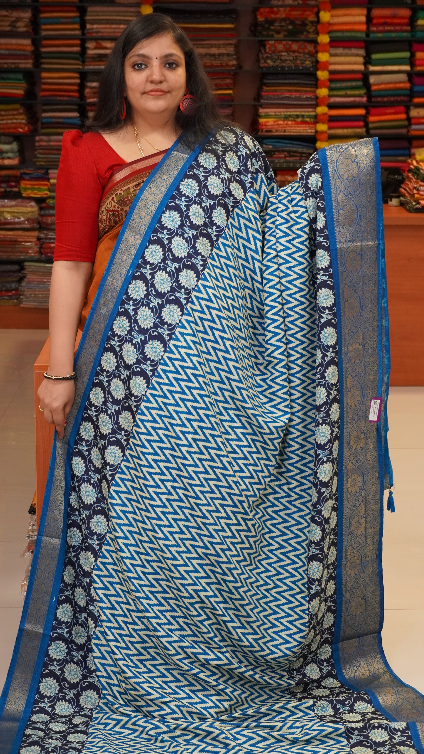 Jute Shiffon Saree Blue