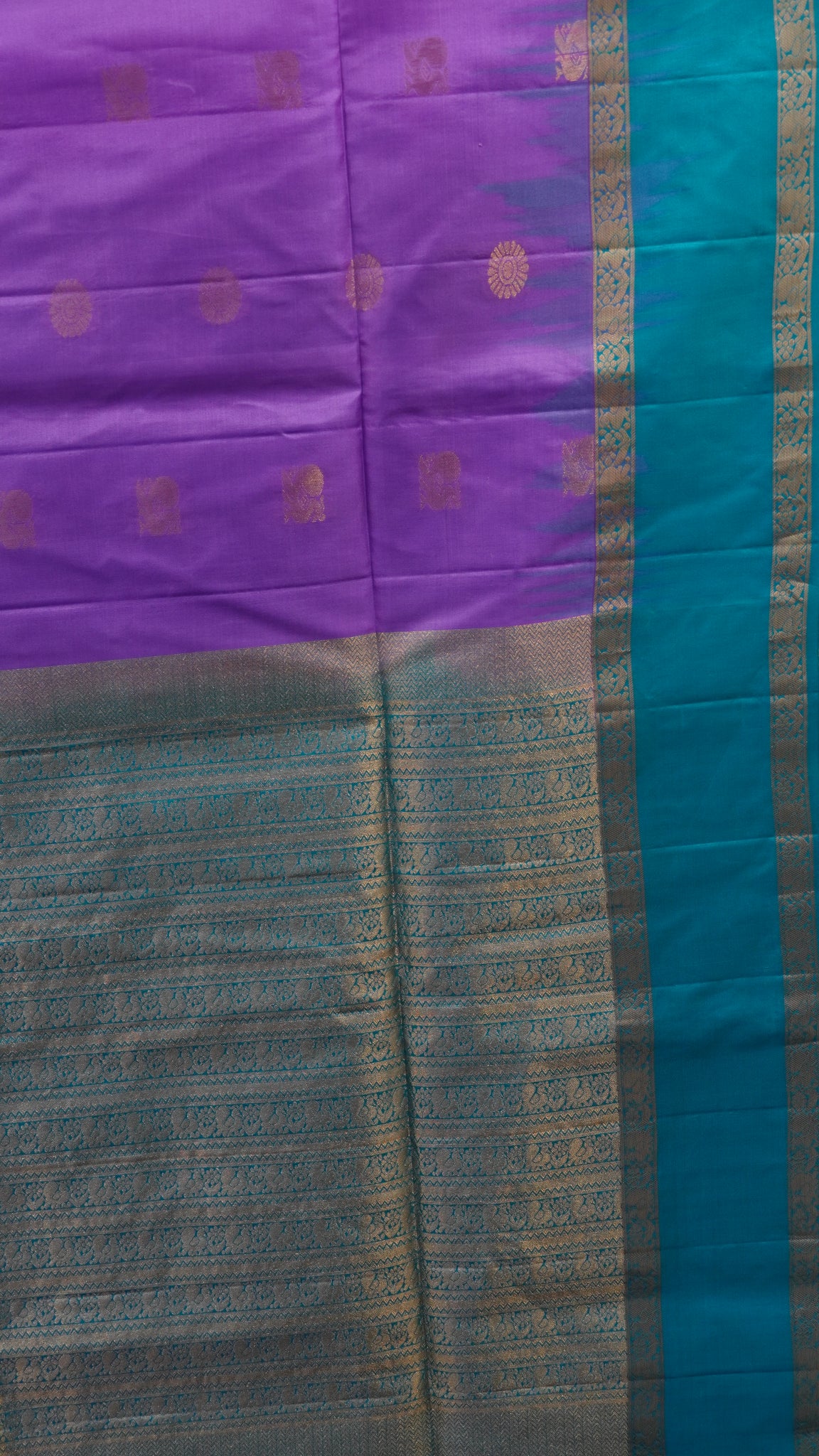Pure Soft Silk Saree - Lavender with Ramar Green