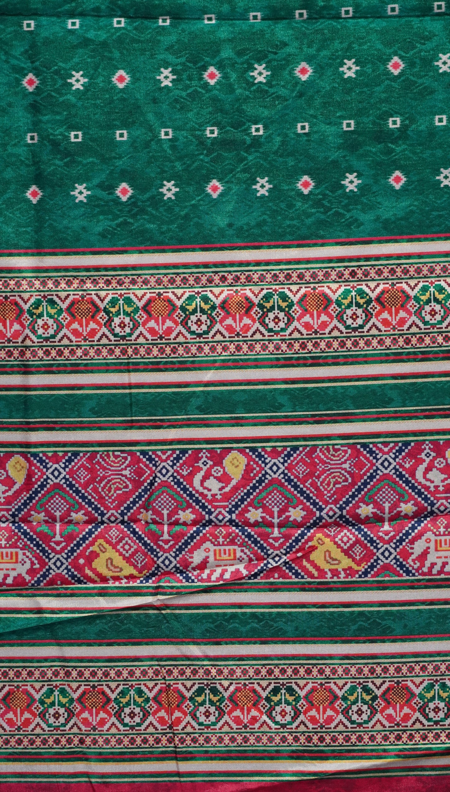 Semi Tussar Saree Printed Green to Pink