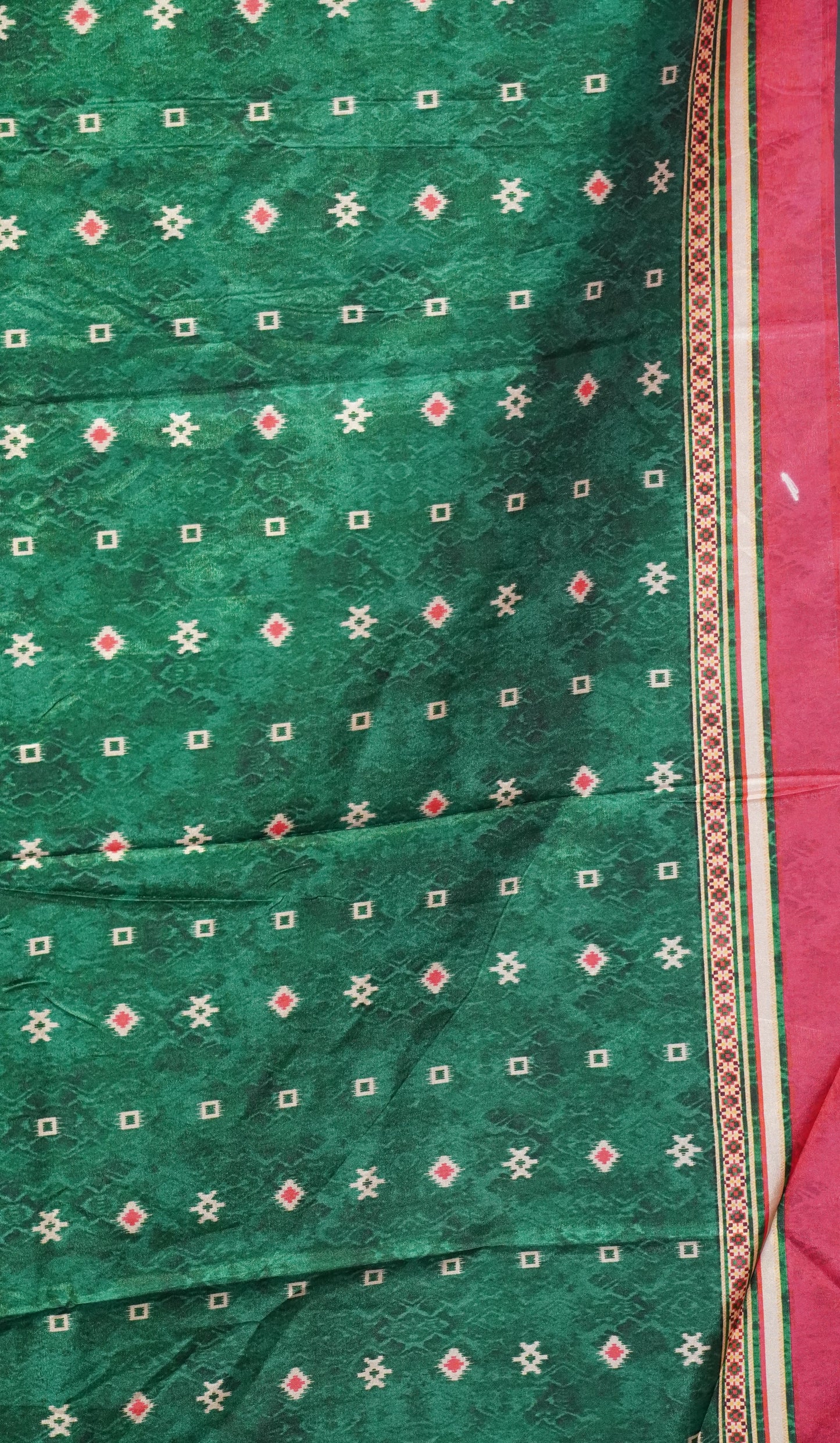 Semi Tussar Saree Printed Green to Pink