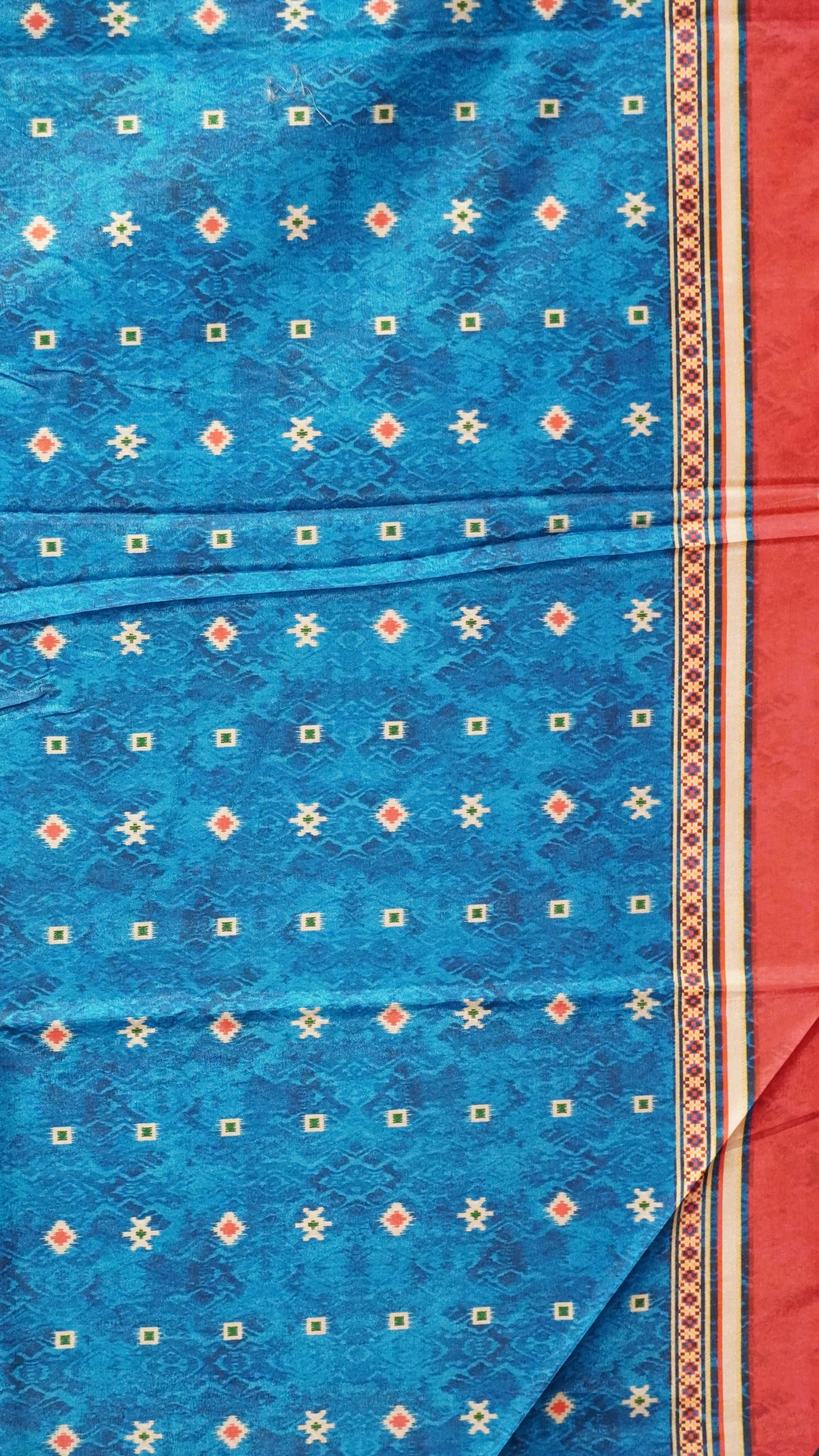 Semi Tussar Saree Printed Blue to Pink