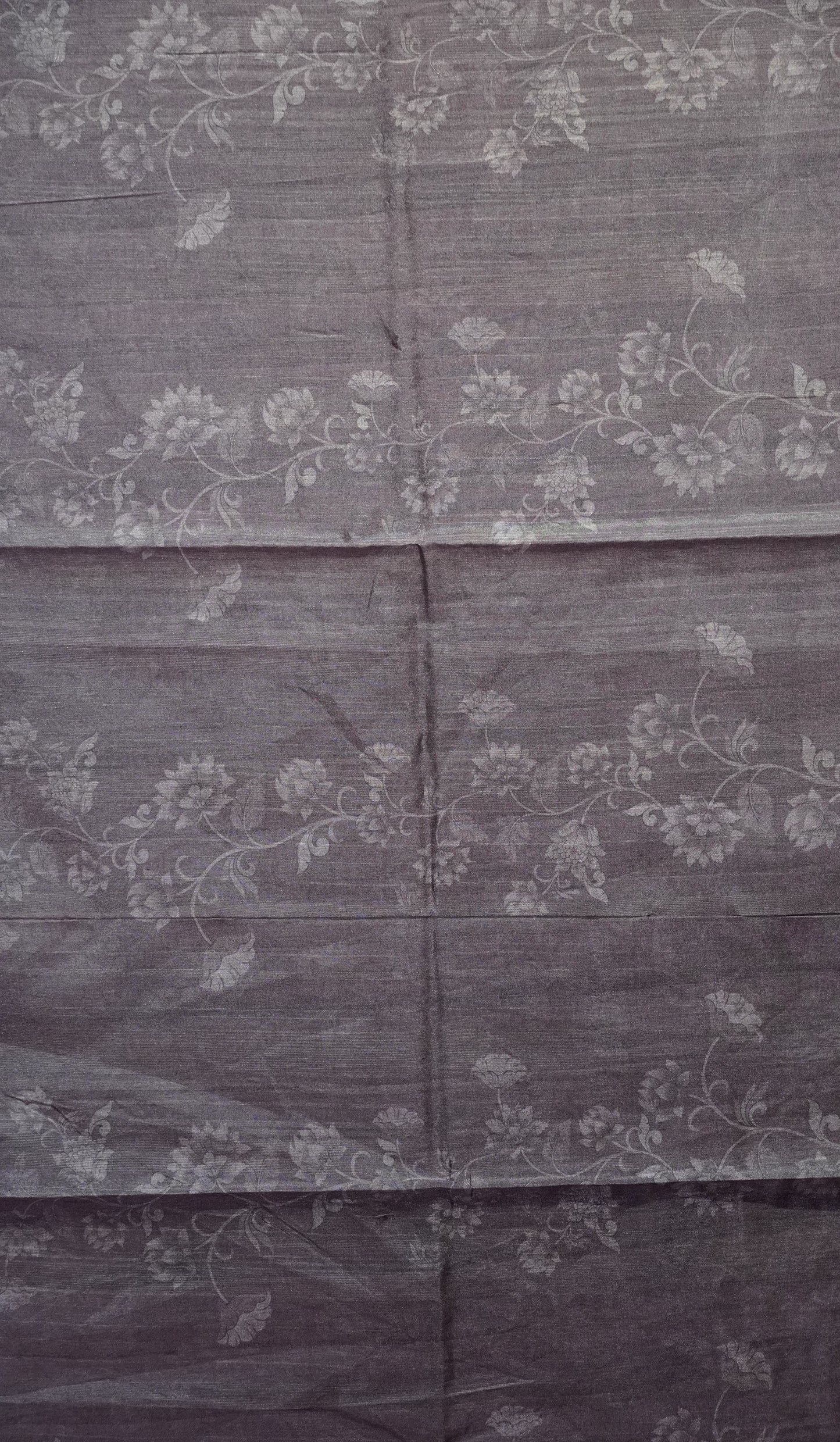Semi Tussar Saree Kalamkari With Floral Pattern Pruple
