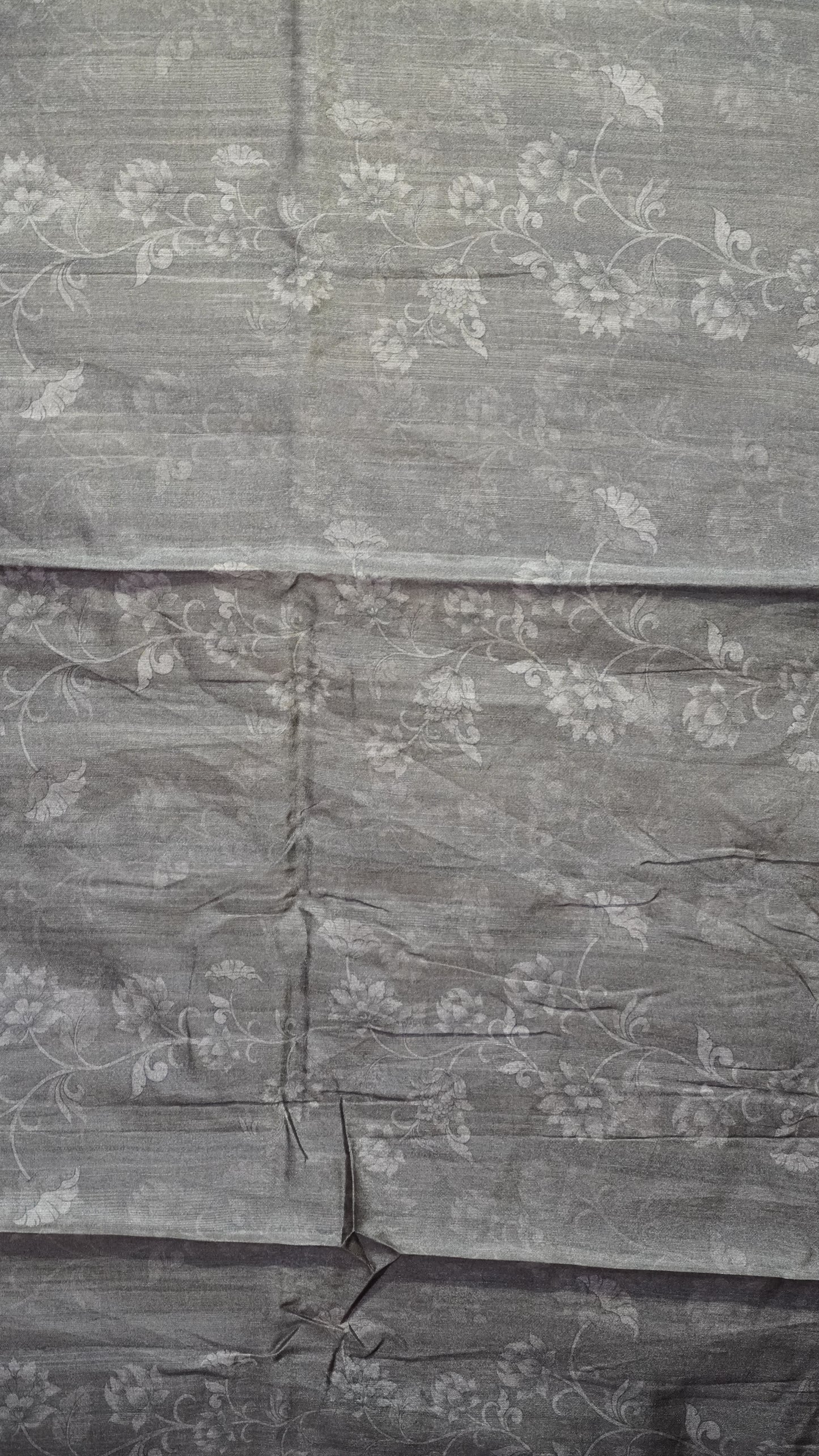 Semi Tussar Saree Kalamkari With Floral Pattern Mehandi Green