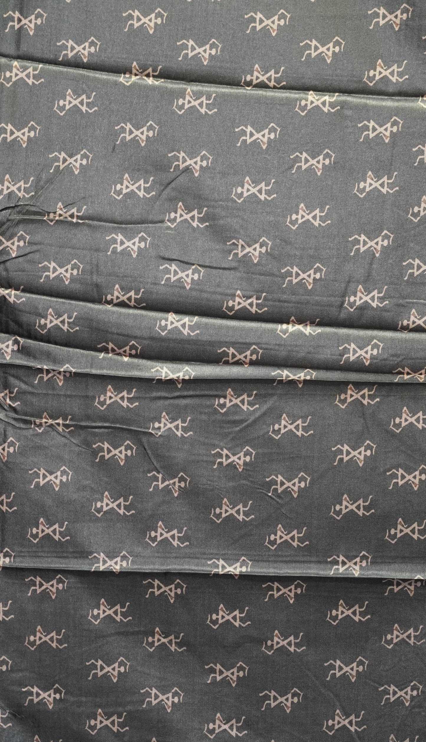 Dola Silk Warli Print Teal Blue