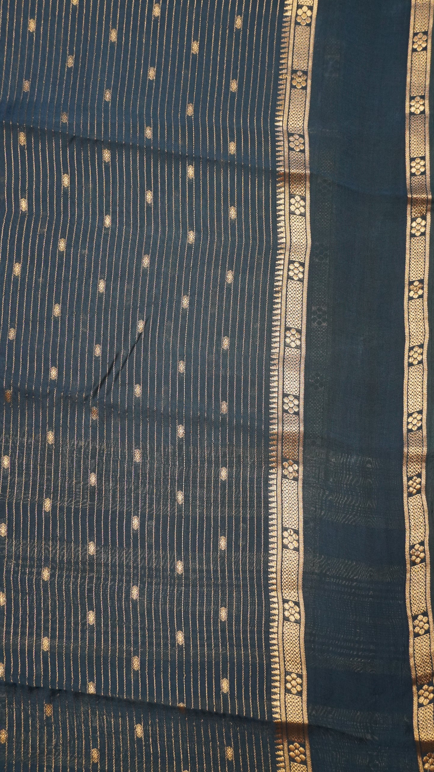 Viscose Saree-Floral Rettapet - Light Peacock Blue