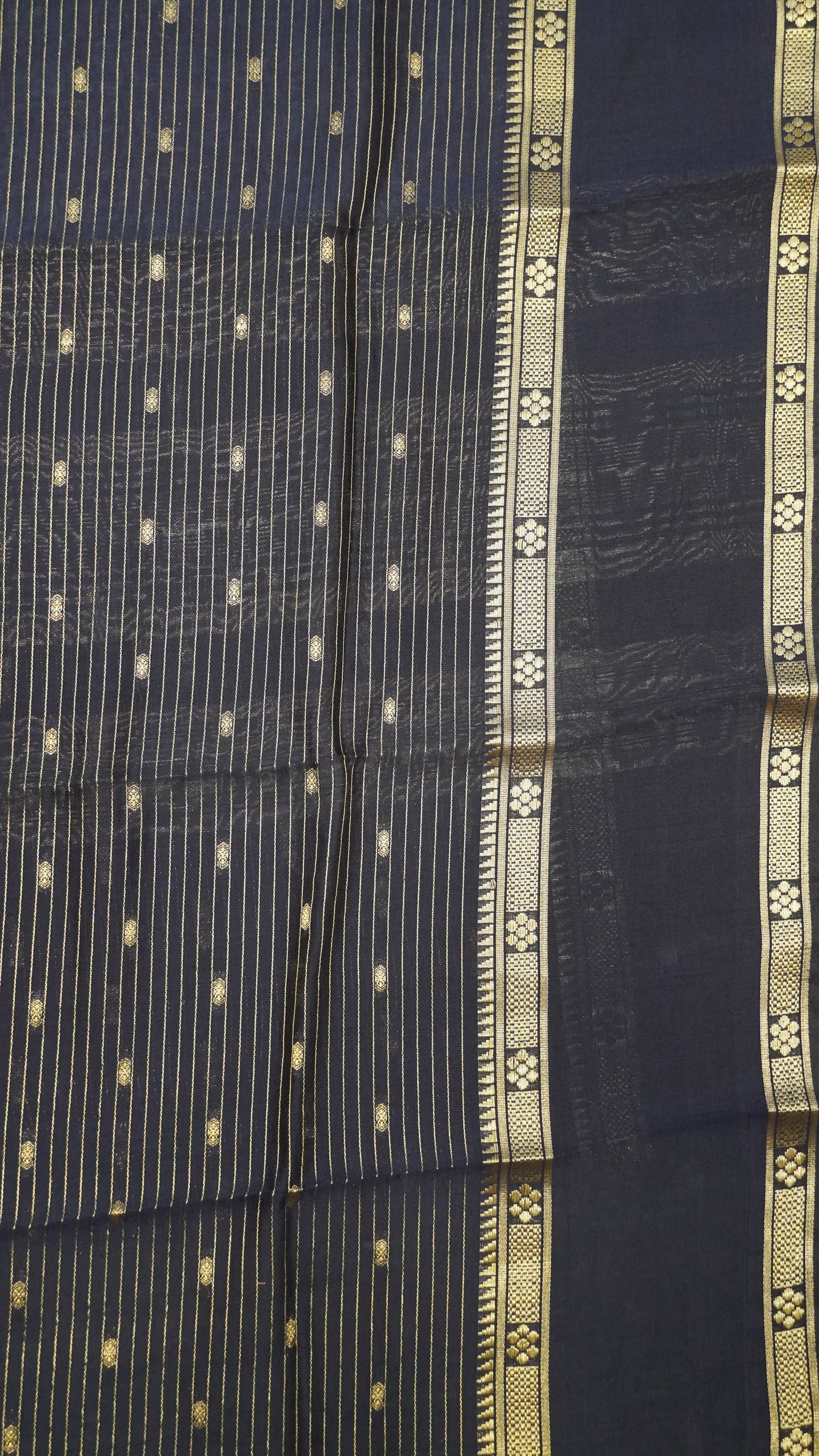 Viscose Saree-Floral Rettapet - Light Navy Blue