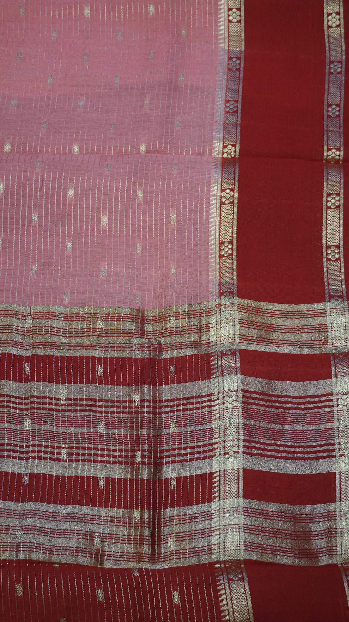 Viscose Saree-Floral Rettapet -Peach Pink