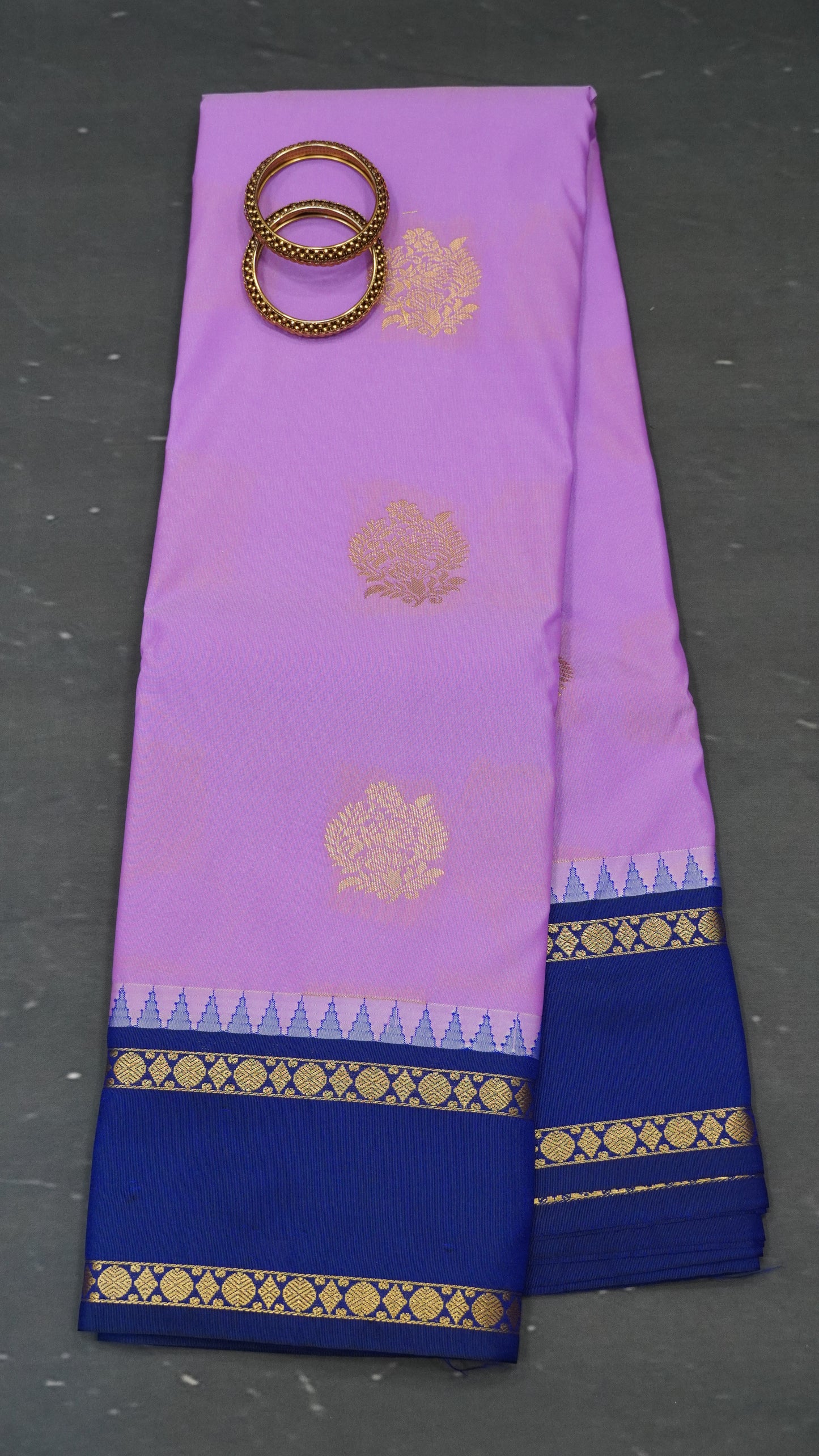 Semi Kanchipuram Silk Saree -Tower Border-Lavender