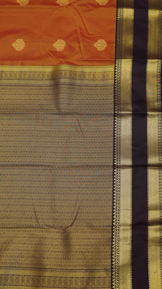 Semi Kanjivaram Silk Saree - Golden Orange