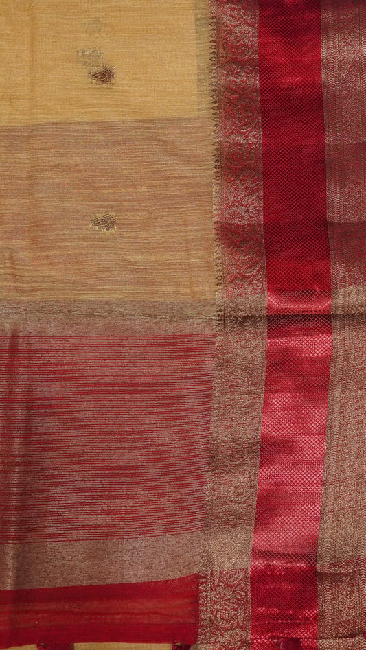Bamboo Silk Saree Retapett Border- Beige