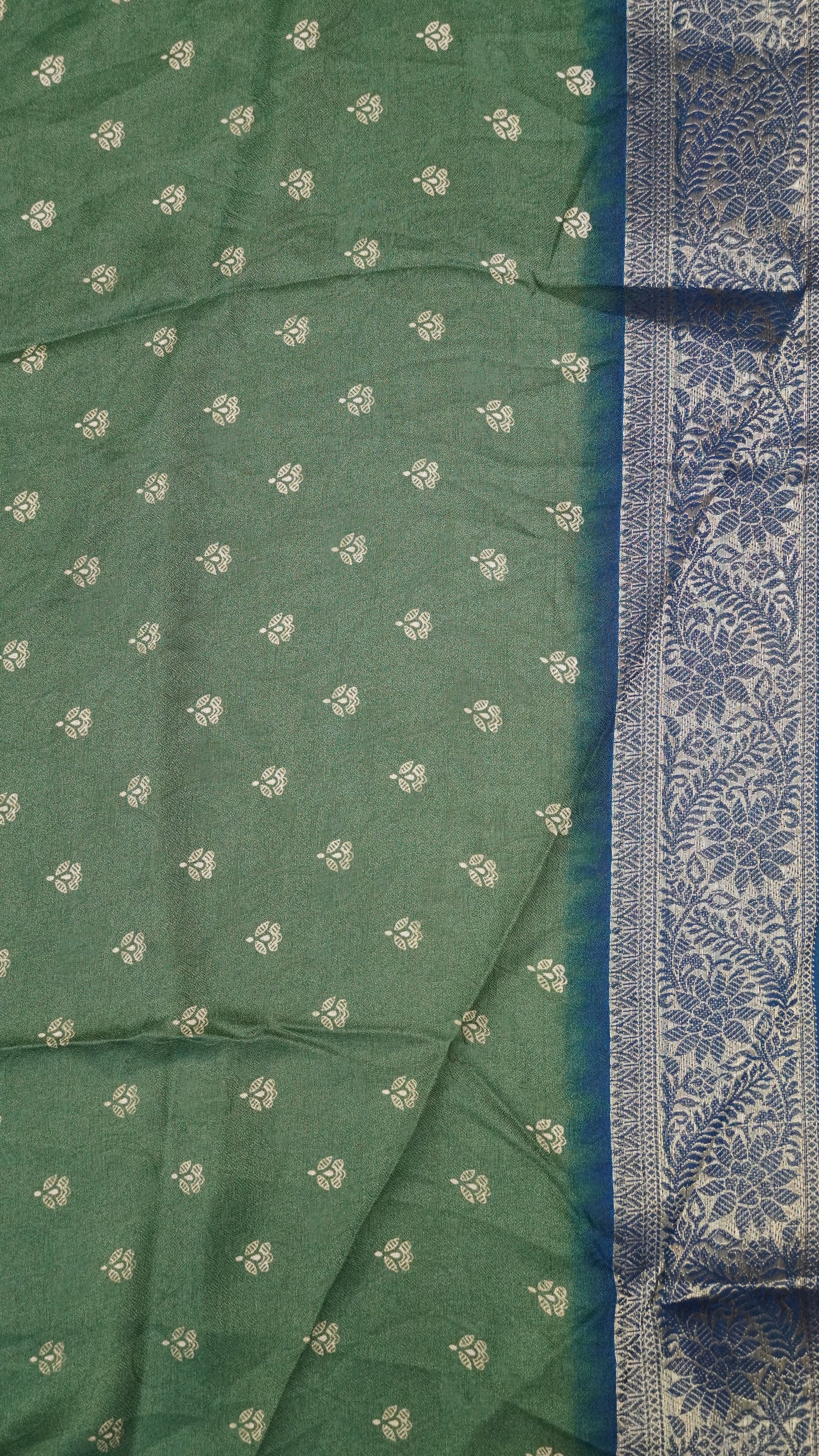 Semi Chiffon Saree- Garden Floral Sage Green