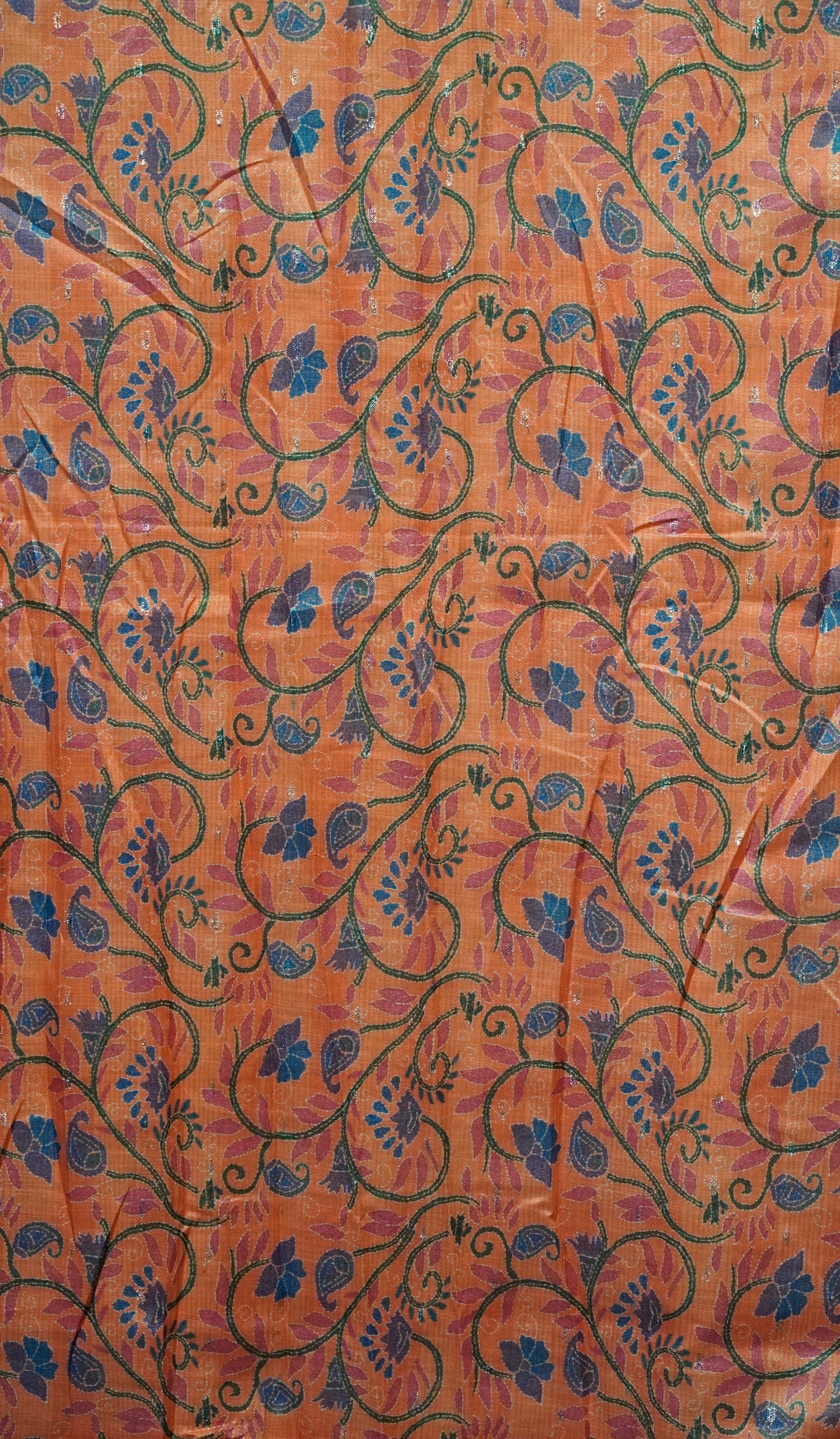 Semi Linen Saree Cream With Orange With Small Zari Border