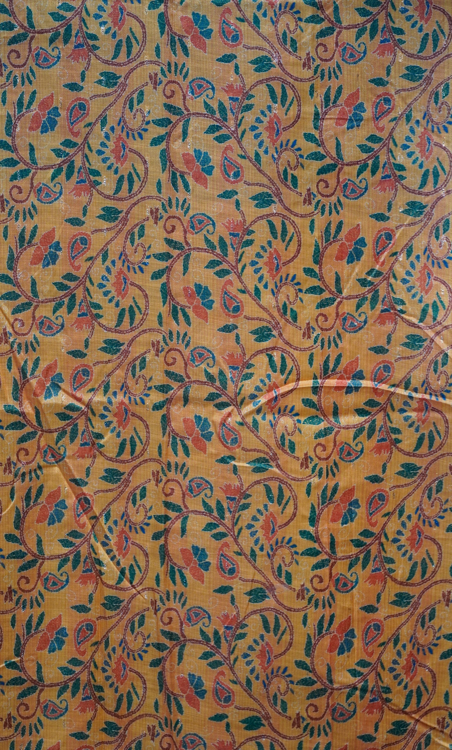 Semi Linen Saree Sea Blue With Orange With Small Zari Border