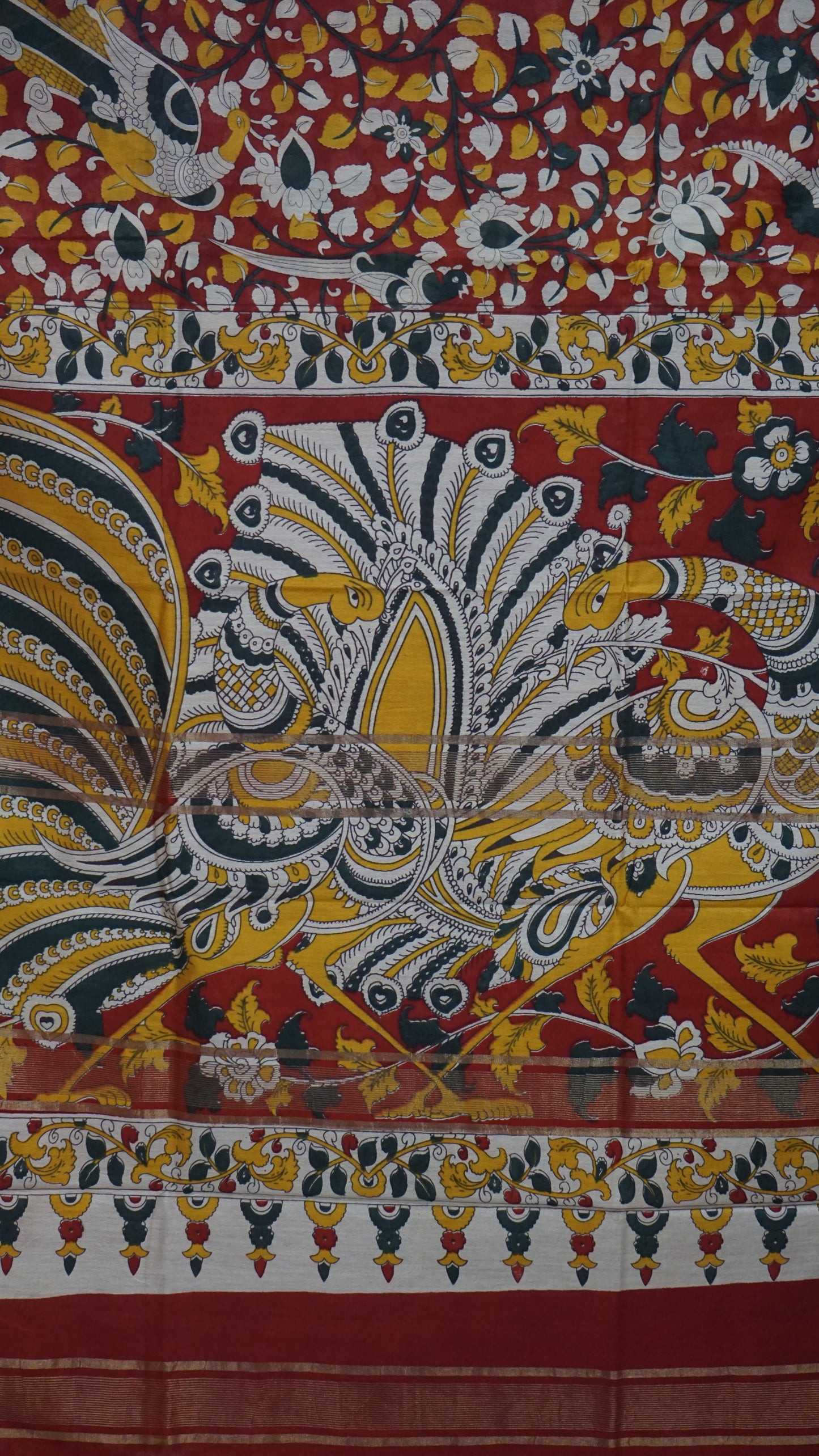 Semi Linen Kalamkari Saree Maroon