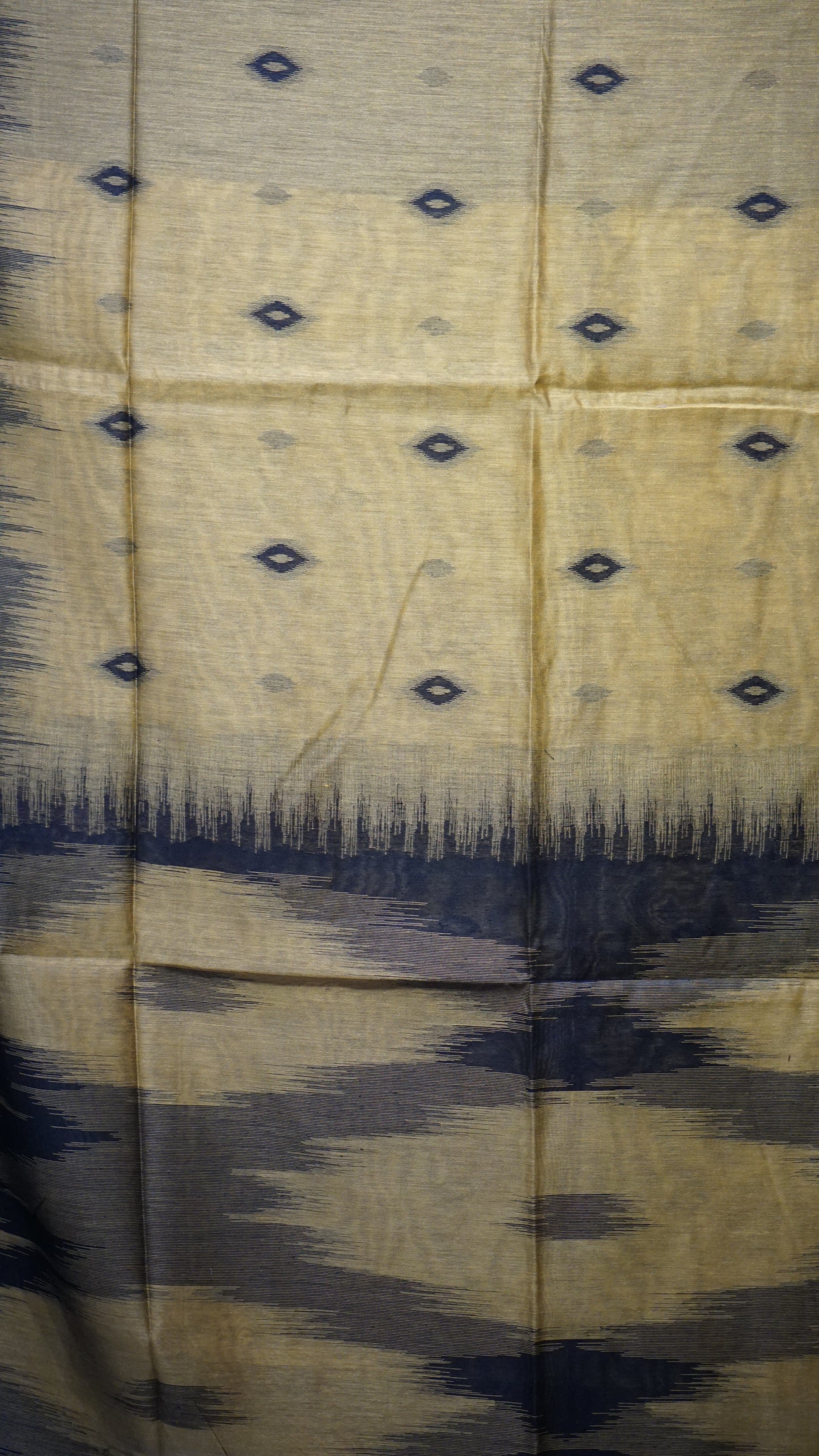 Munga Cotton Saree Ikkat Print Mustard Yellow