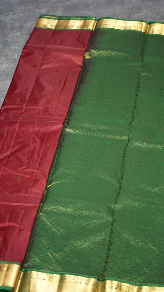 Semi Kanjeevaram Saree Butta Maroon
