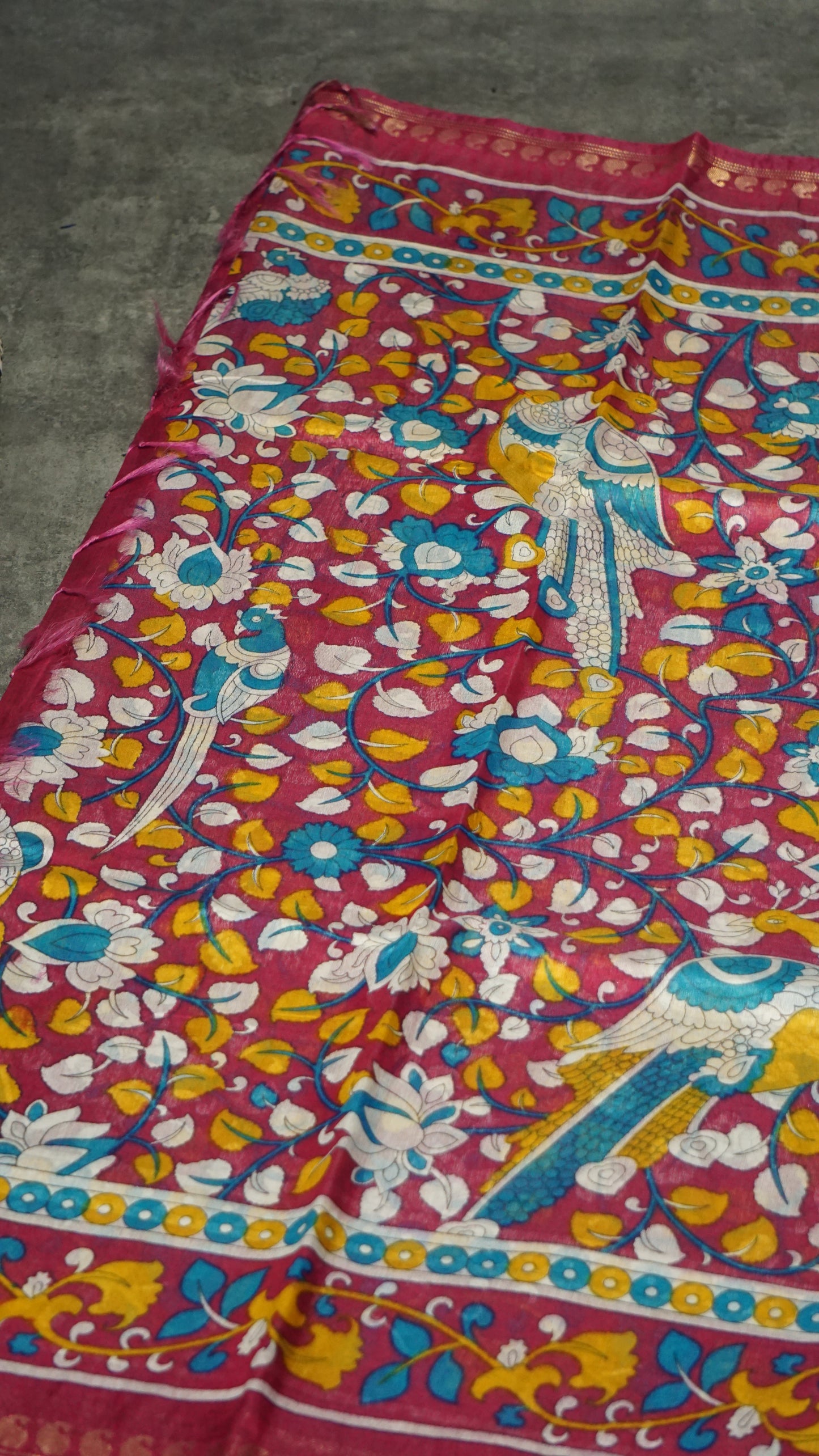 Semi Linen Kalamkari Saree Pink