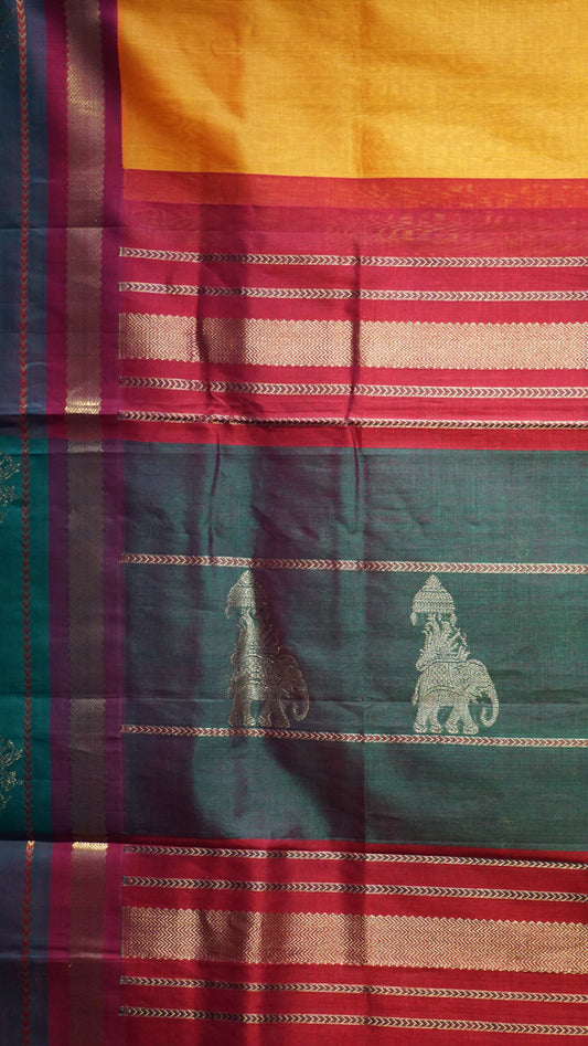 Silk Cotton Saree Orange