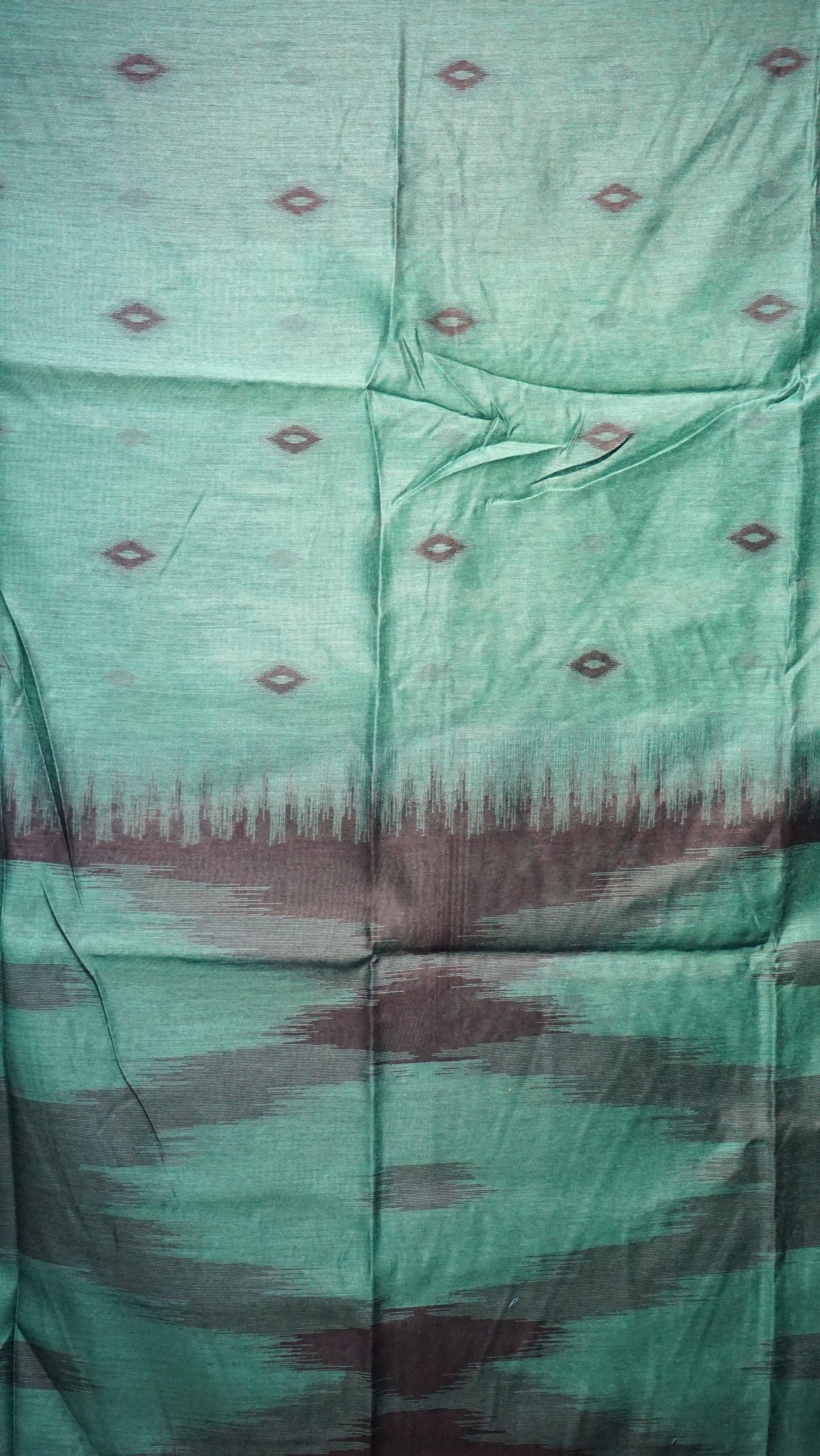 Munga Cotton Saree Ikkat Print Green