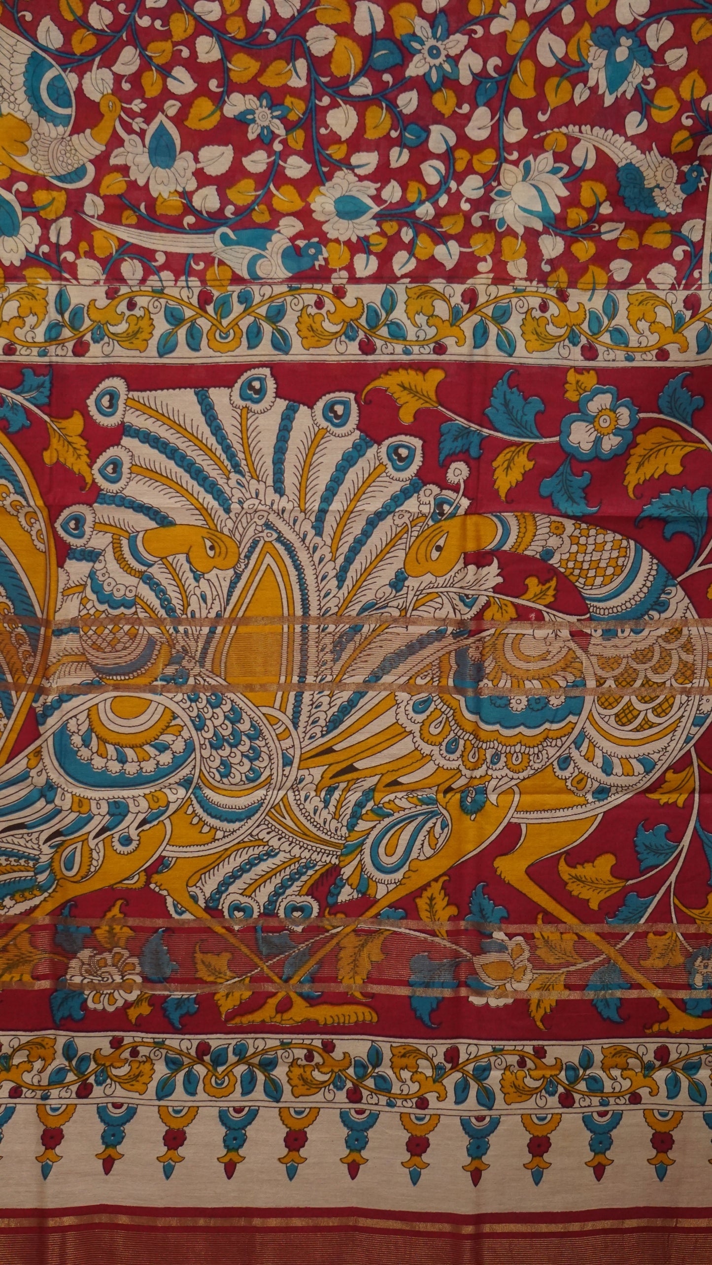 Semi Linen Kalamkari Saree Pink