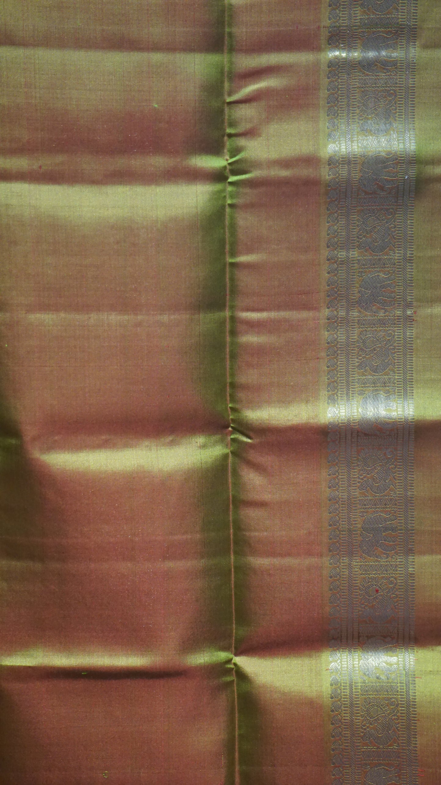 Pure Soft Silk Saree Long Border Pink To Green
